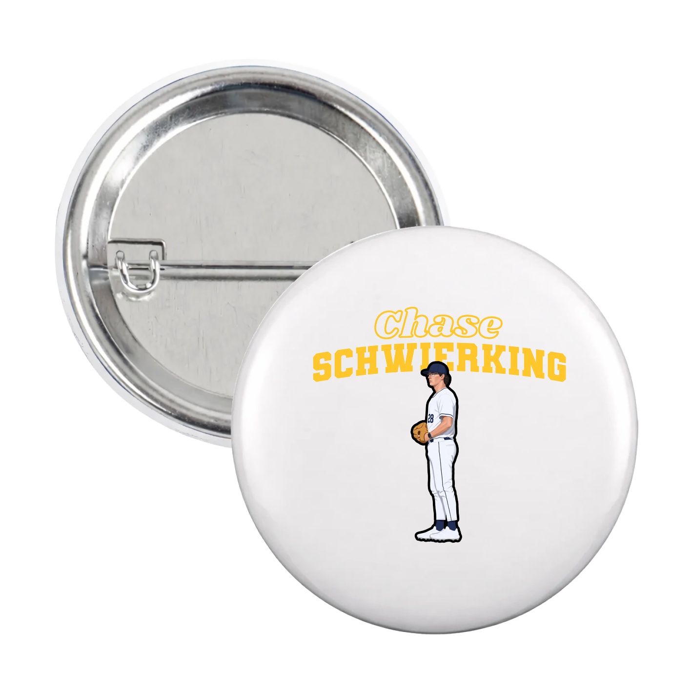 Game Day Button — Name Arch in White