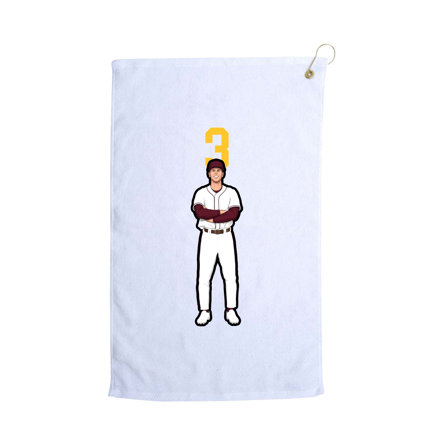 Golf Towel — Number Top in White