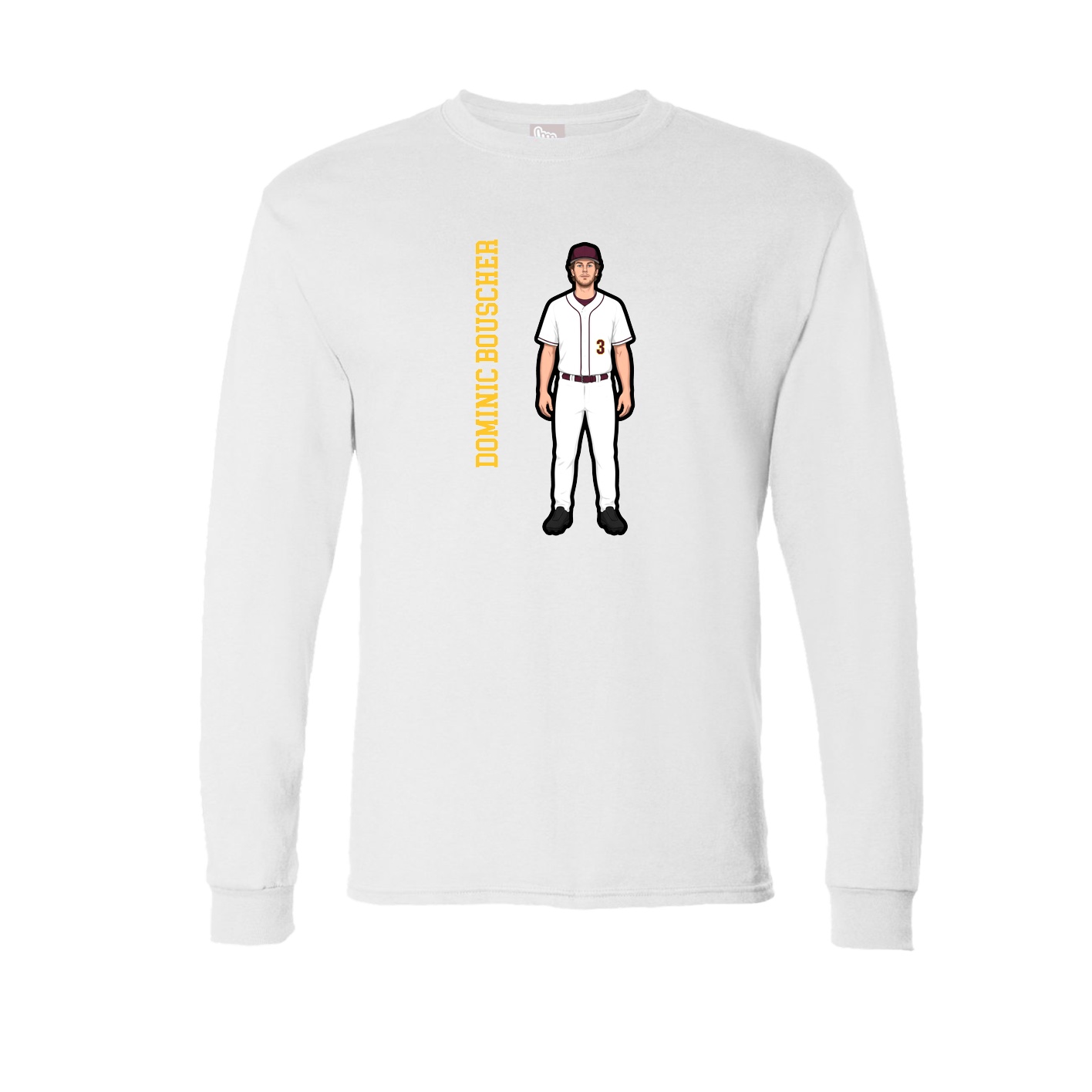 Long Sleeve Tee — Name Vertical in White