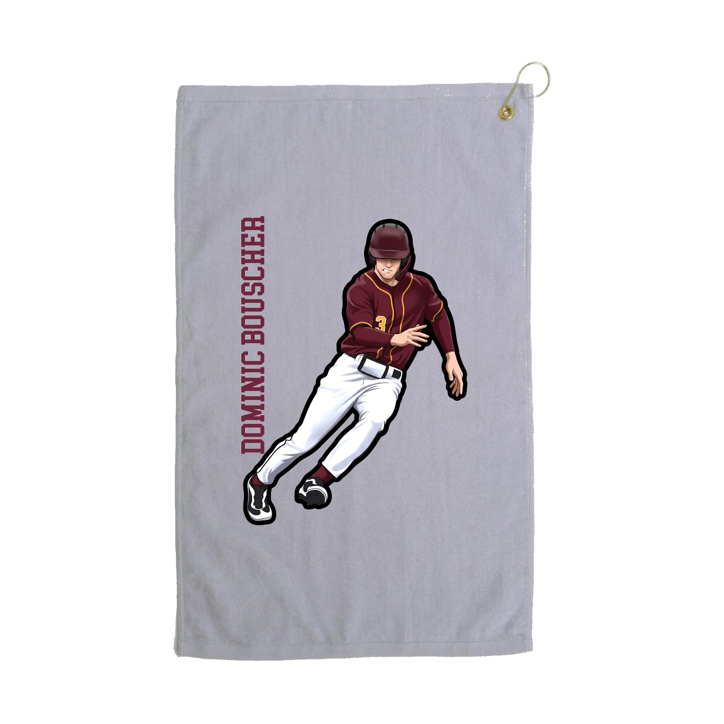 Golf Towel — Name Vertical in Grey