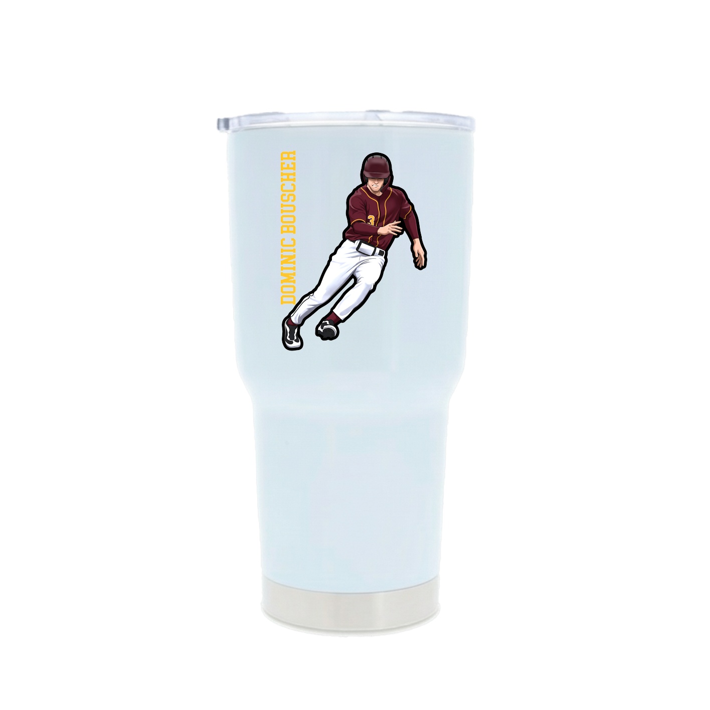 30oz Stainless Steel Tumbler — Name Vertical in White