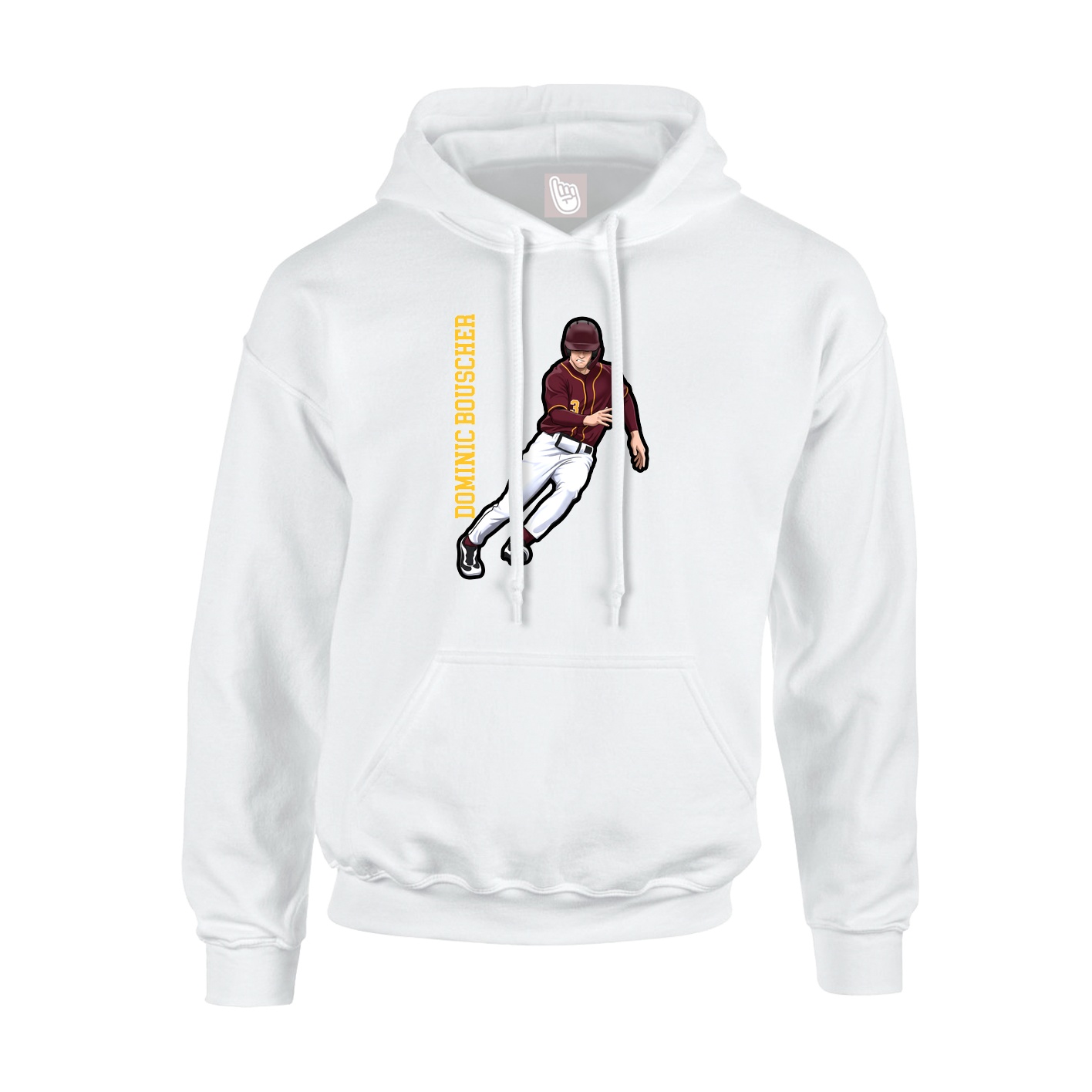 Youth Hoodie — Name Vertical in White