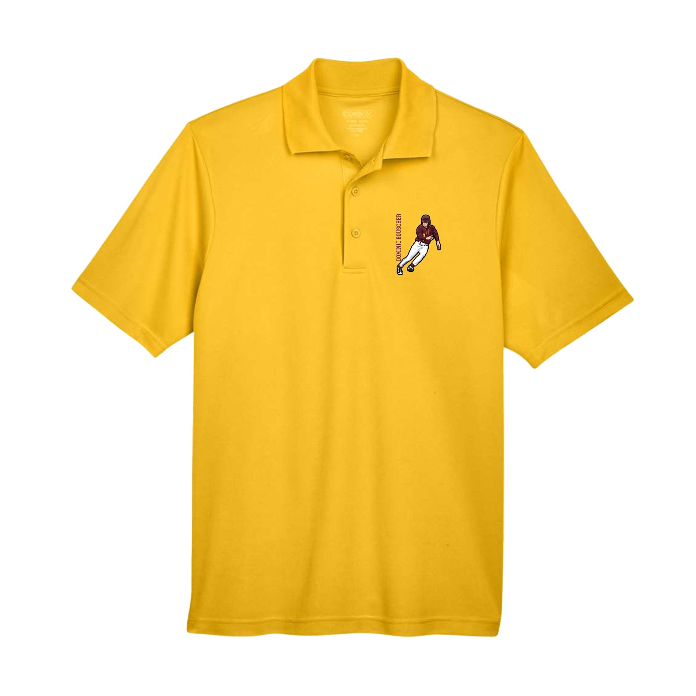 Performance Polo — Name Vertical in Gold