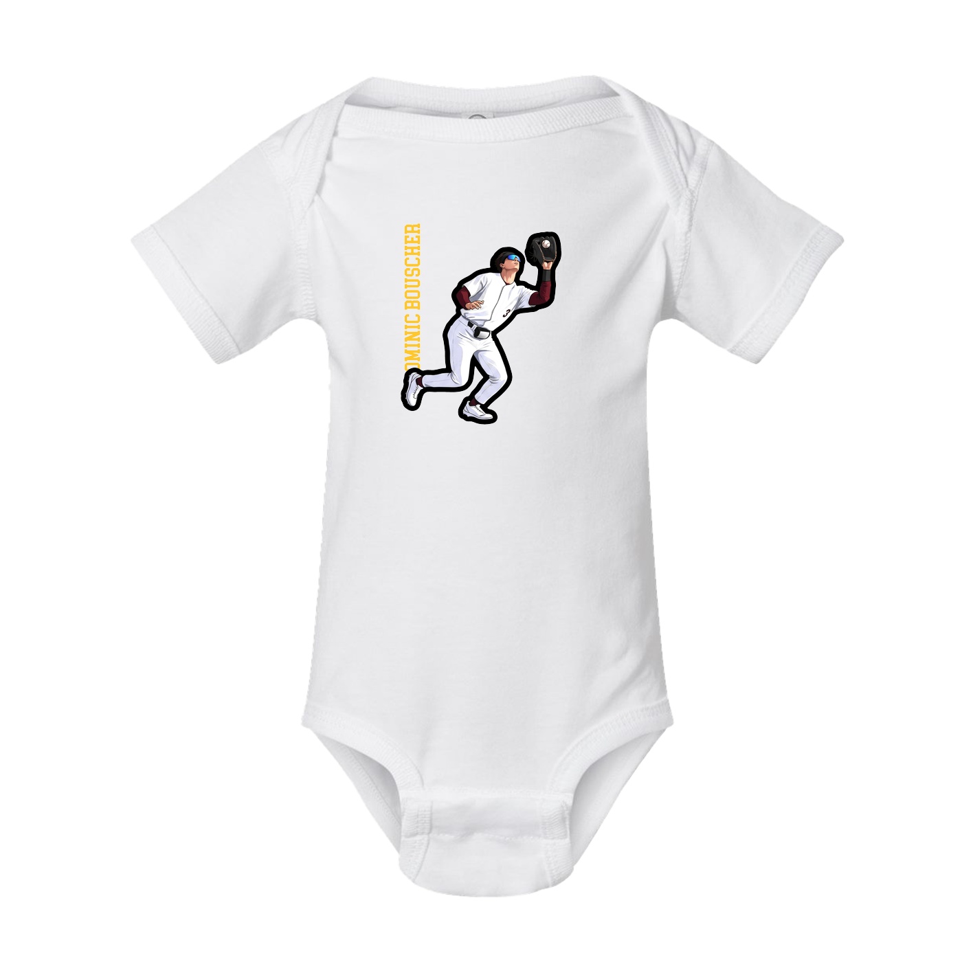 Baby Onesie — Name Vertical in White