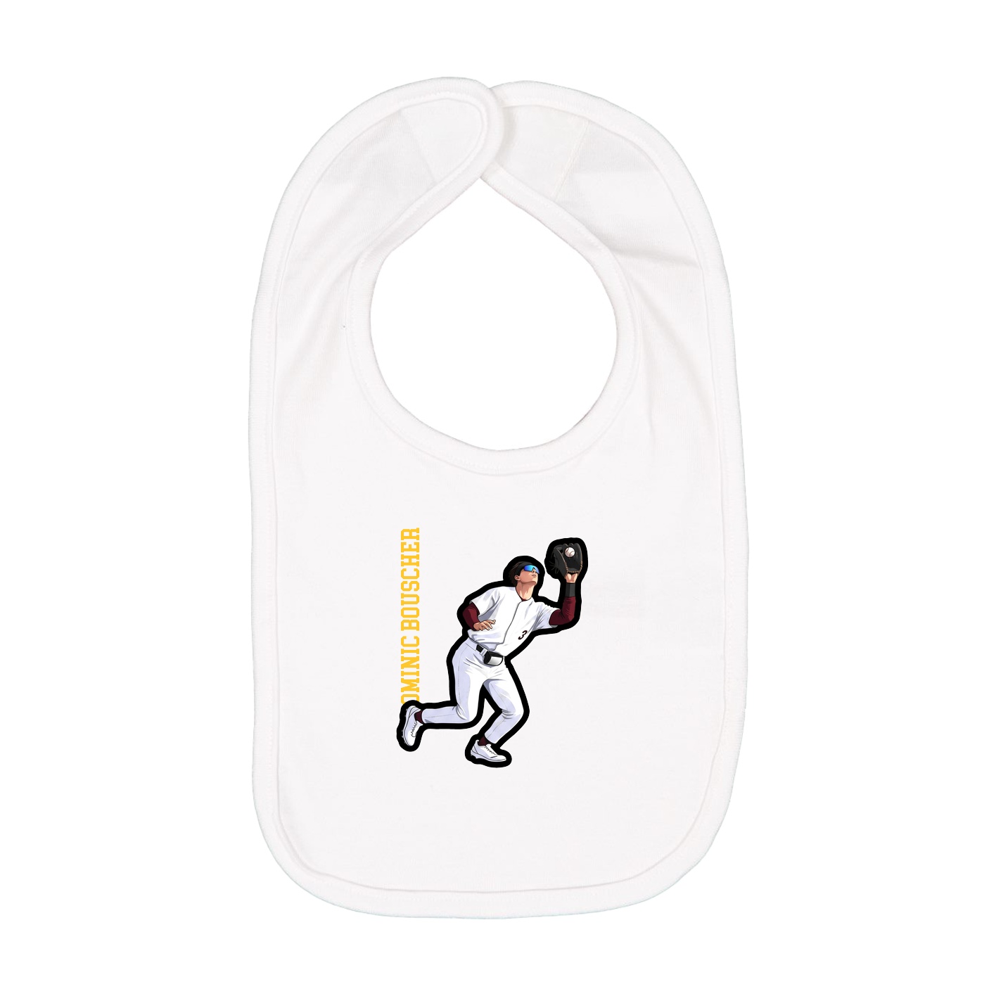 Infant Bib — Name Vertical in White