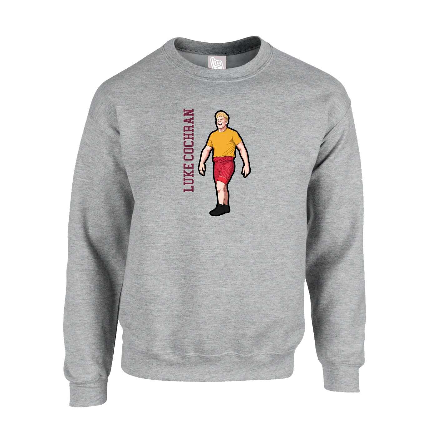 Fleece Crew — Name Vertical in Grey