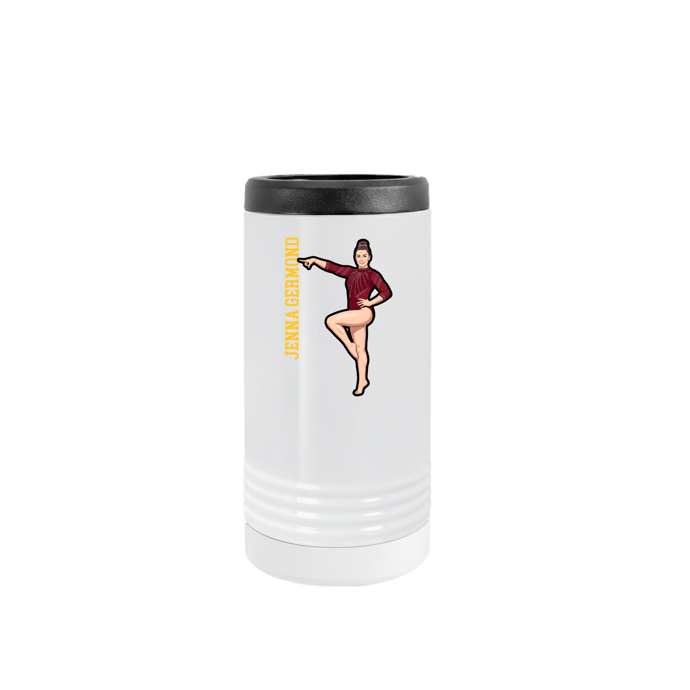 Slim Beverage Holder — Name Vertical in White