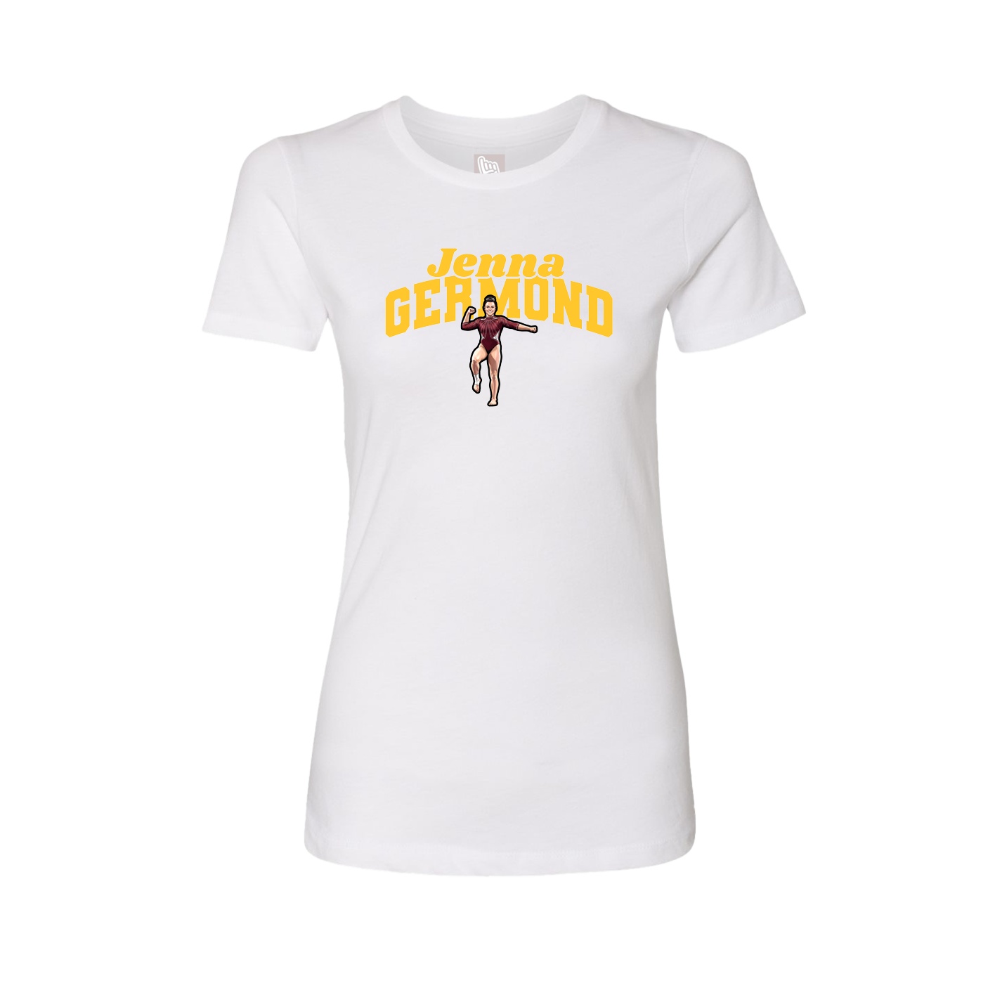Fitted Women's Tee — Signature Arch in White