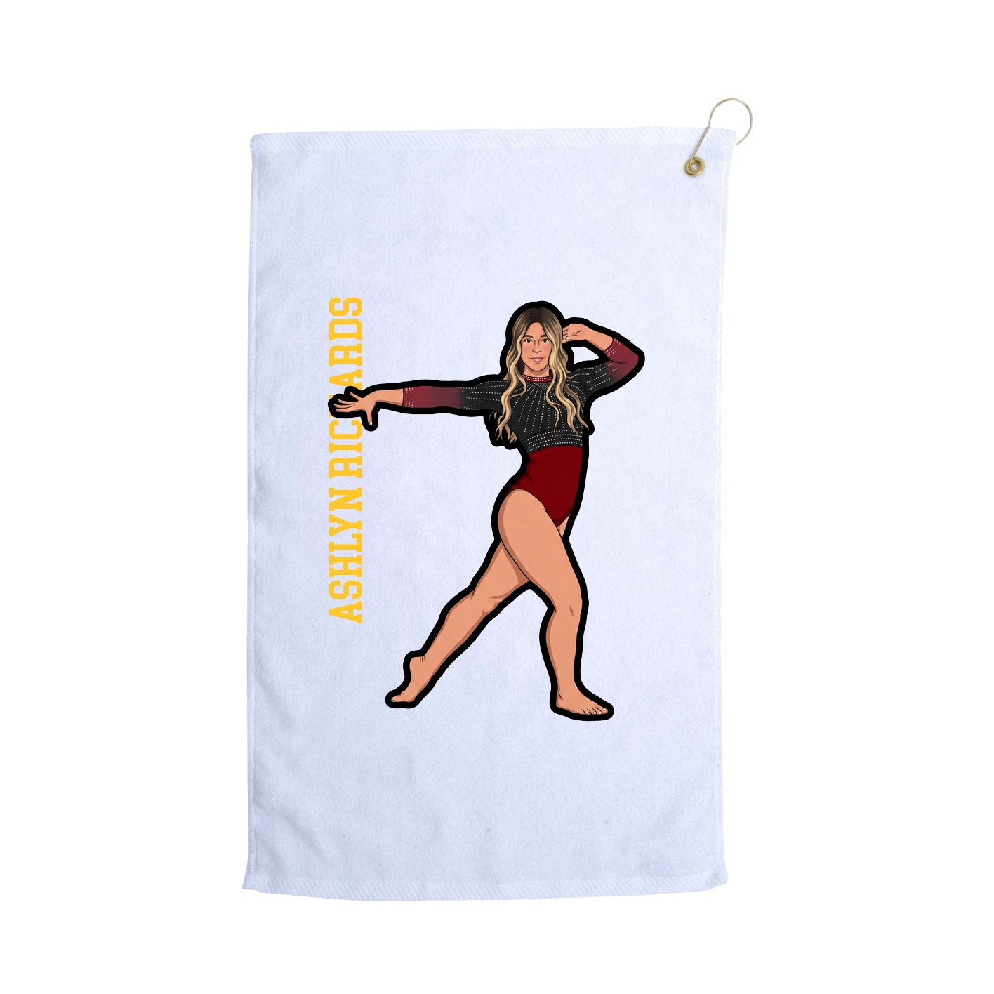 Golf Towel — Name Vertical in White