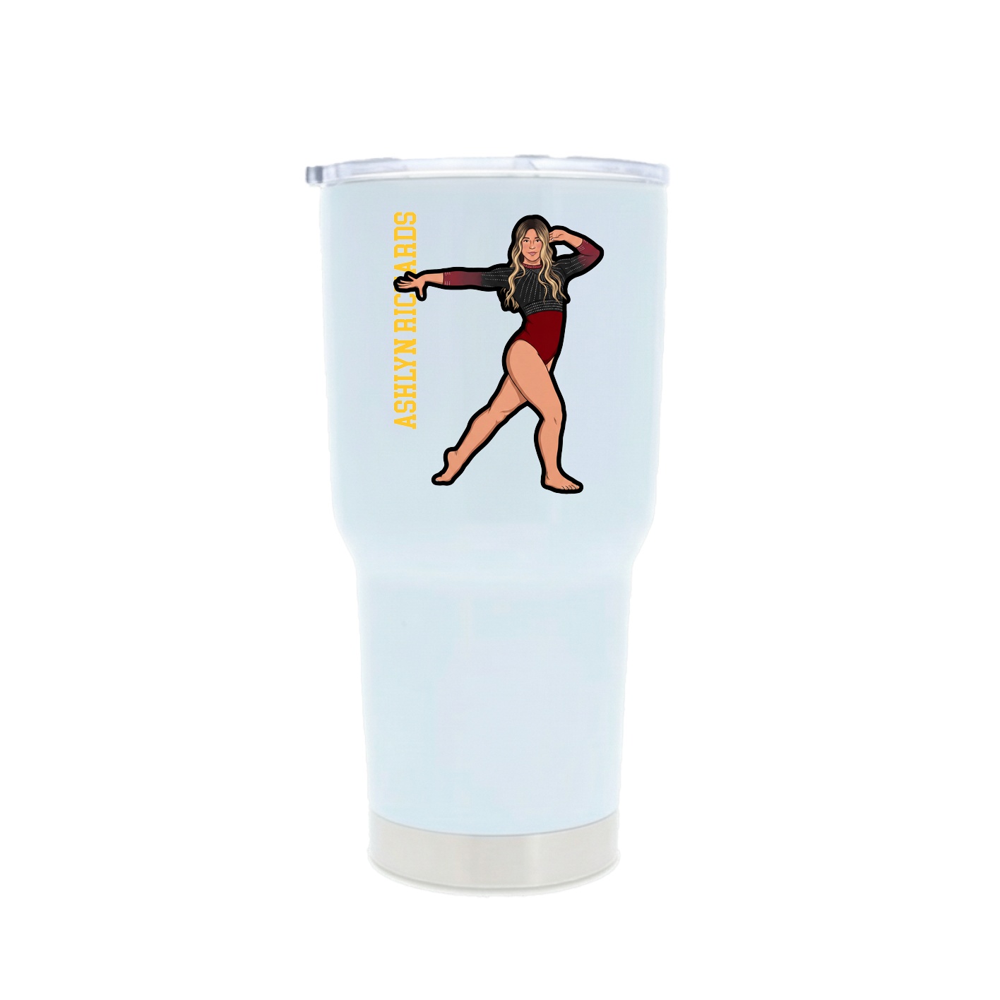 30oz Stainless Steel Tumbler — Name Vertical in White
