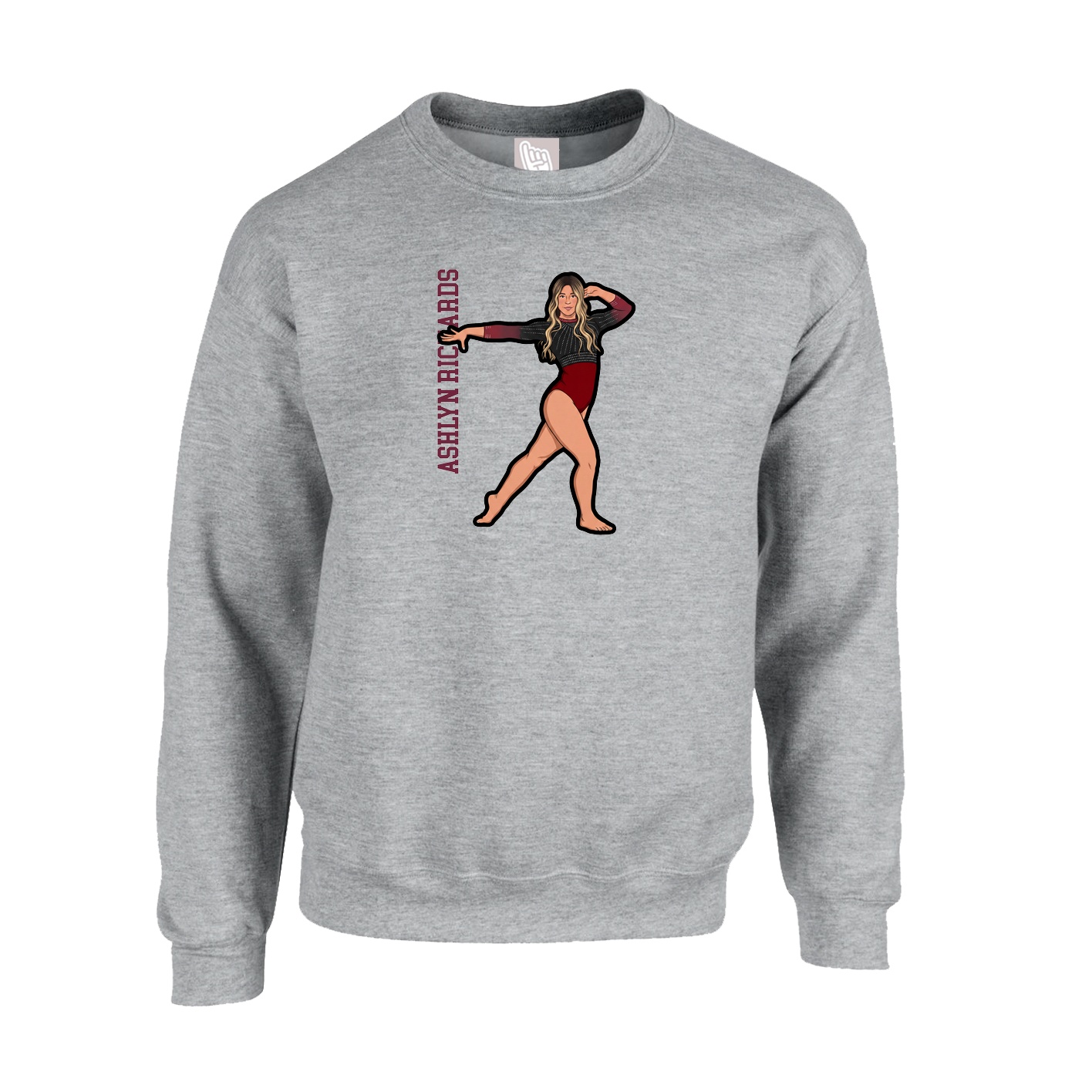 Fleece Crew — Name Vertical in Grey