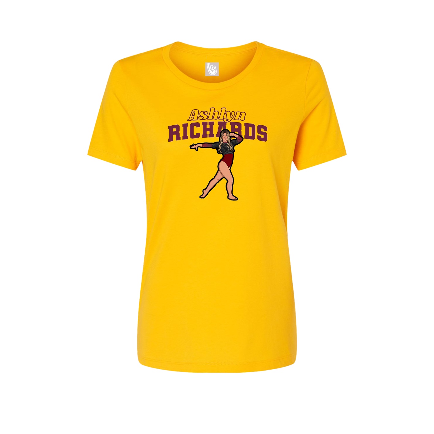Fitted Women's Tee — Name Arch in Gold