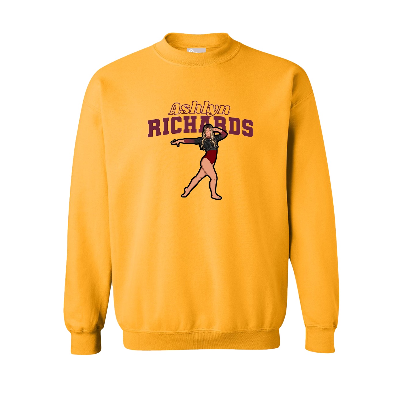 Fleece Crew — Name Arch in Gold