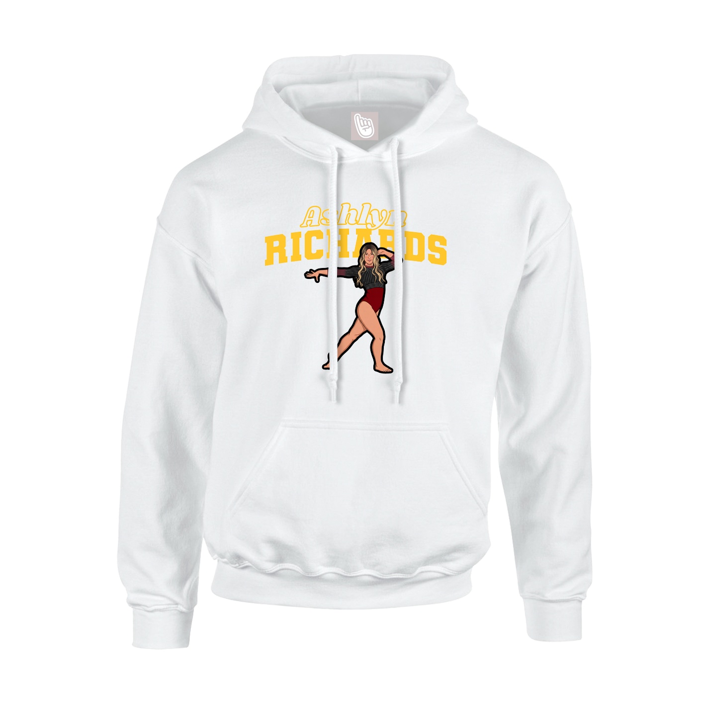 Youth Hoodie — Name Arch in White