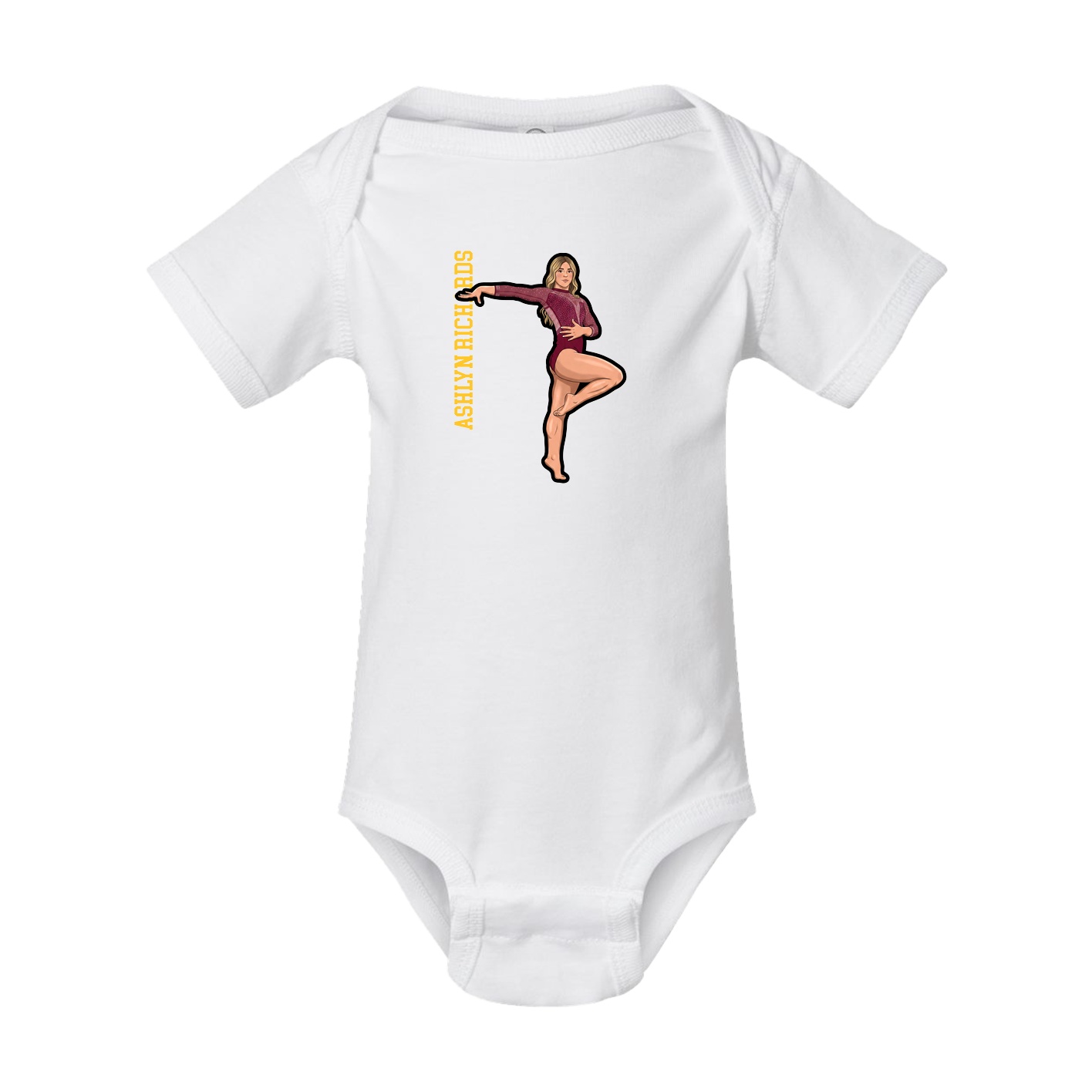 Baby Onesie — Name Vertical in White