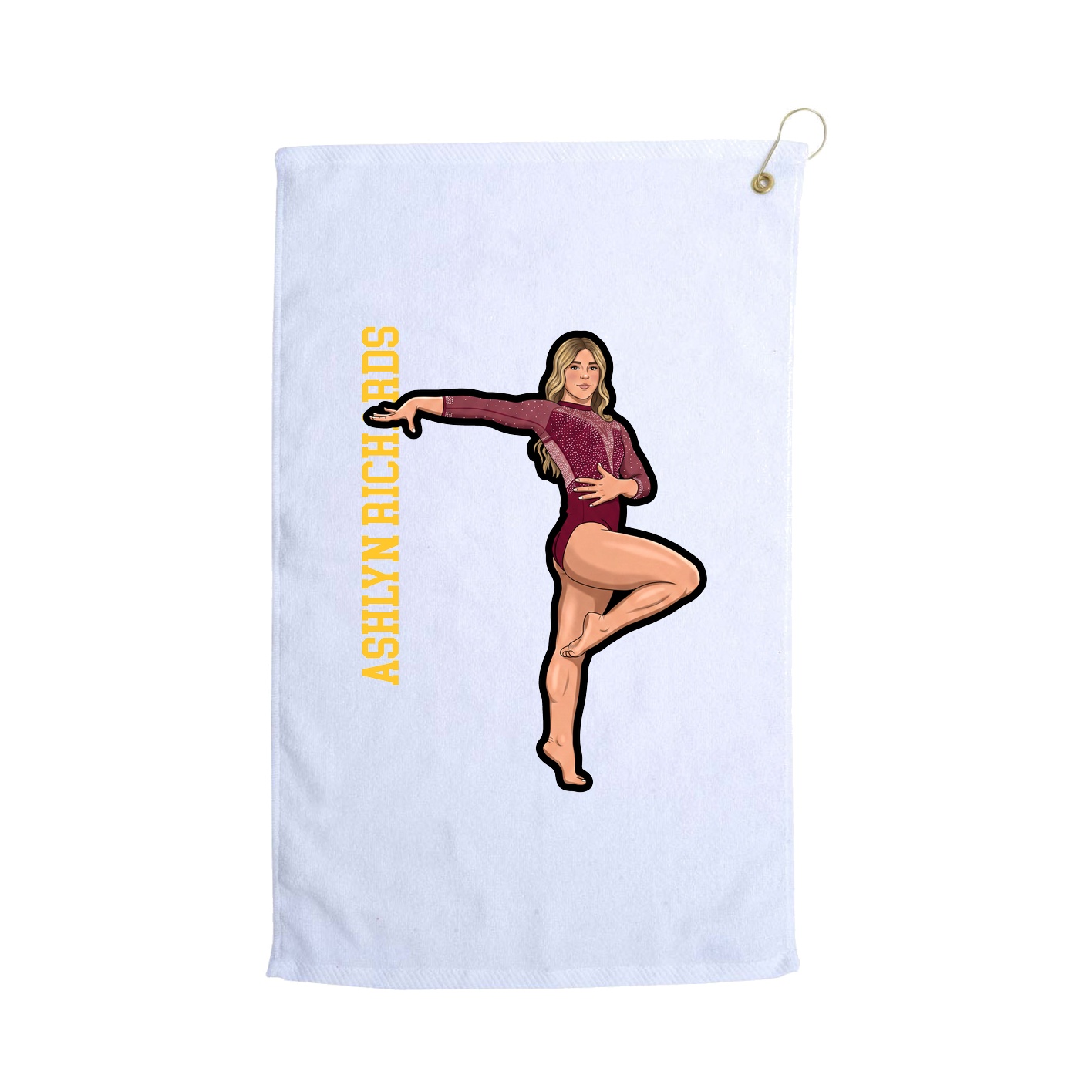 Golf Towel — Name Vertical in White