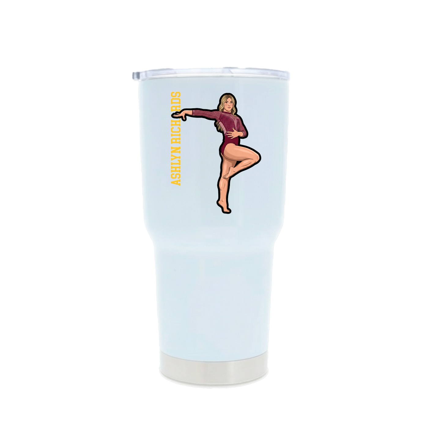 30oz Stainless Steel Tumbler — Name Vertical in White