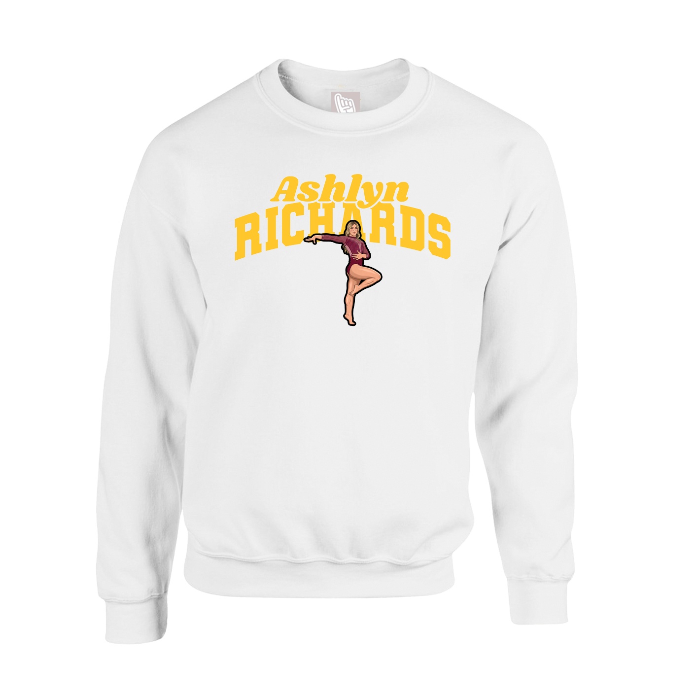Fleece Crew — Signature Arch in White