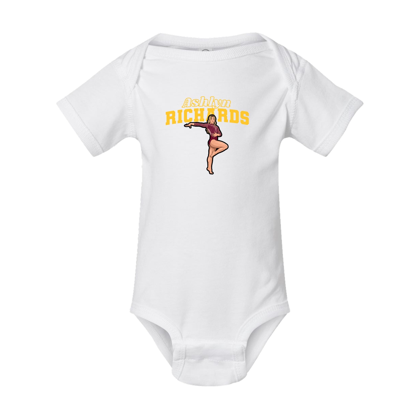 Baby Onesie — Name Arch in White