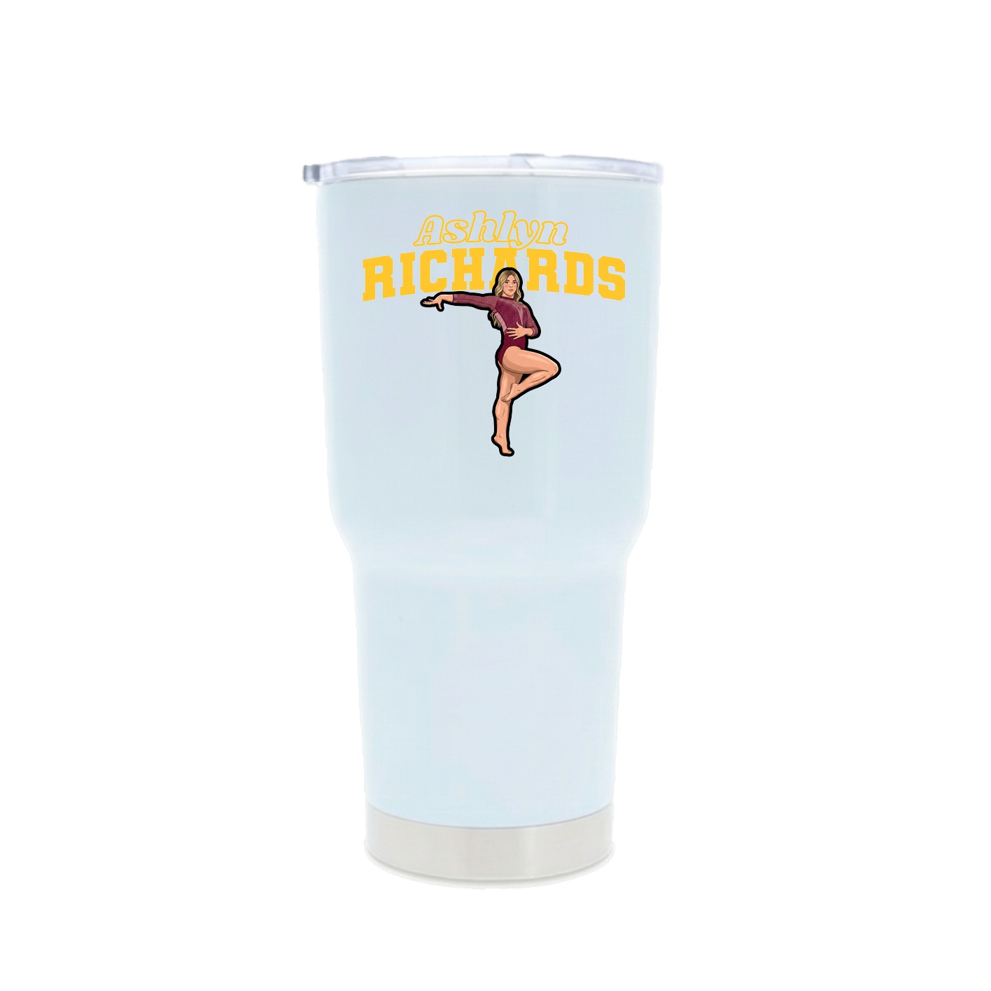 30oz Stainless Steel Tumbler — Name Arch in White