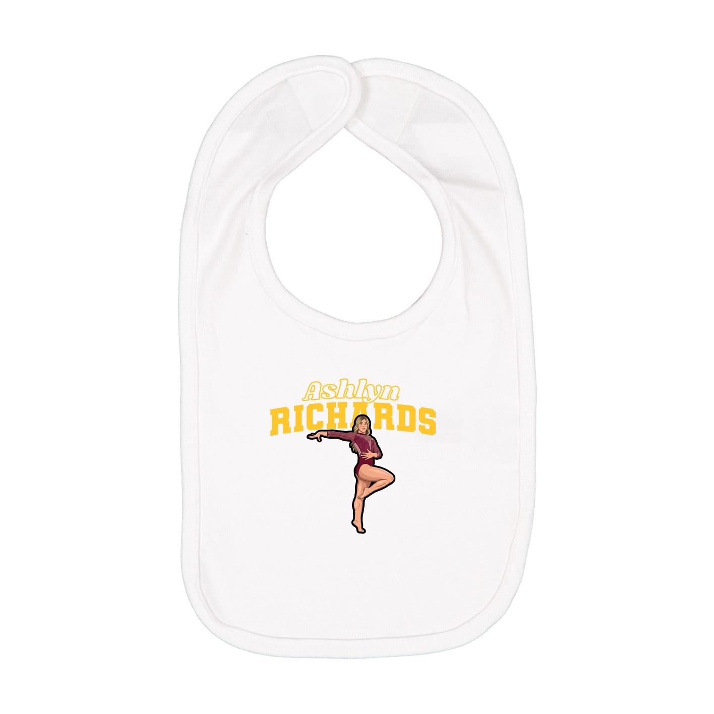 Infant Bib — Name Arch in White
