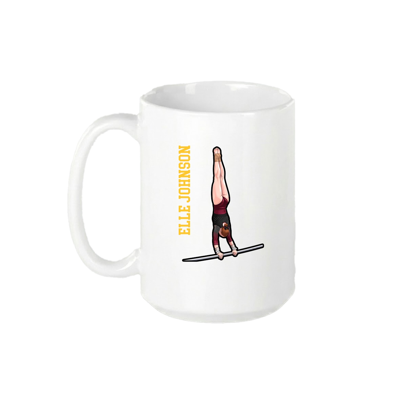 15oz Coffee Mug — Name Vertical in White