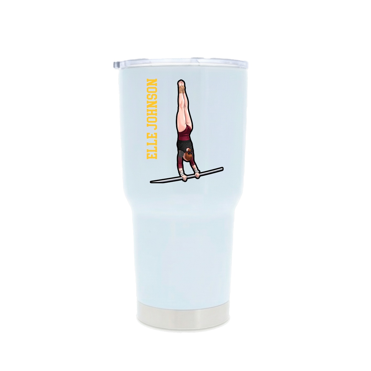 30oz Stainless Steel Tumbler — Name Vertical in White