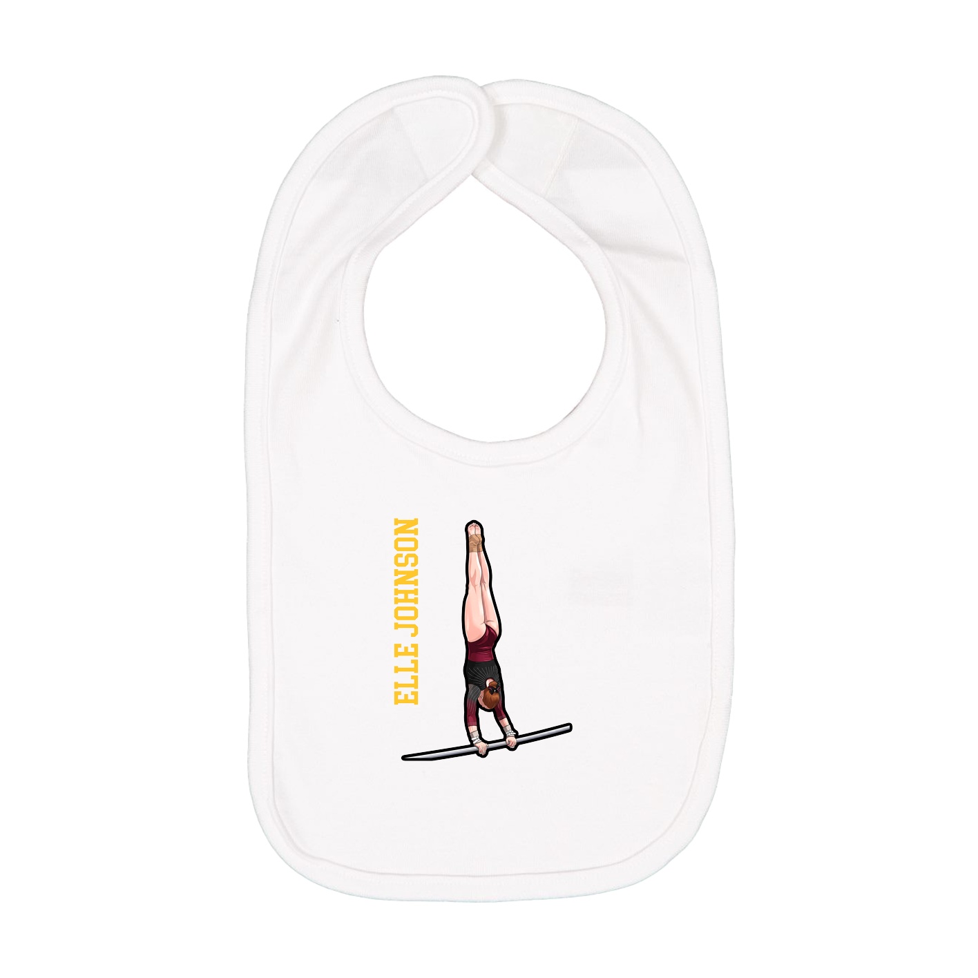 Infant Bib — Name Vertical in White