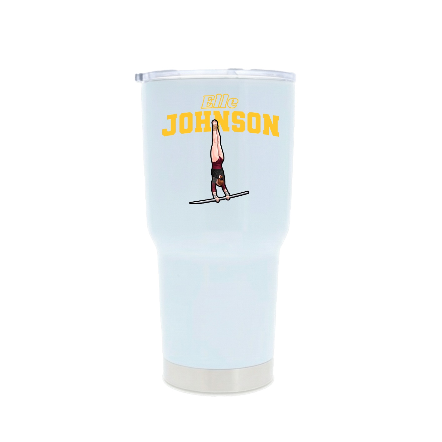 30oz Stainless Steel Tumbler — Name Arch in White