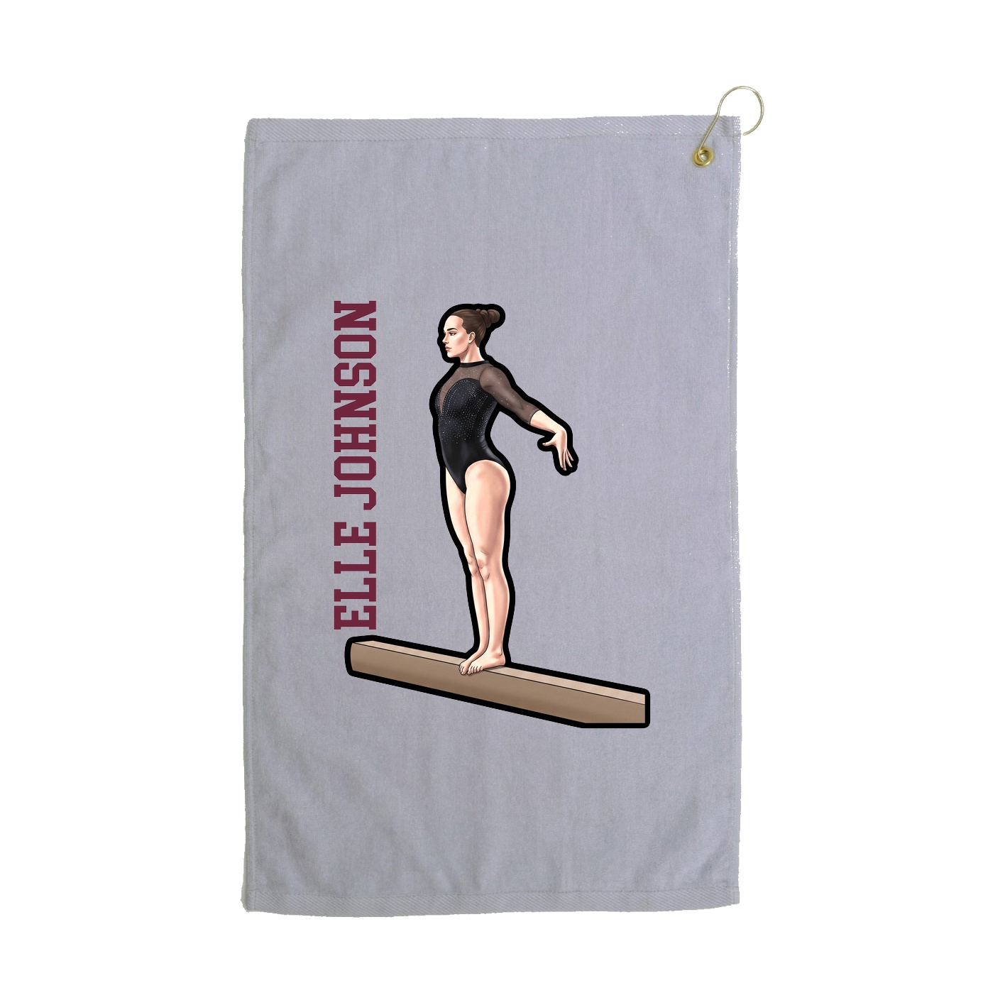 Golf Towel — Name Vertical in Grey