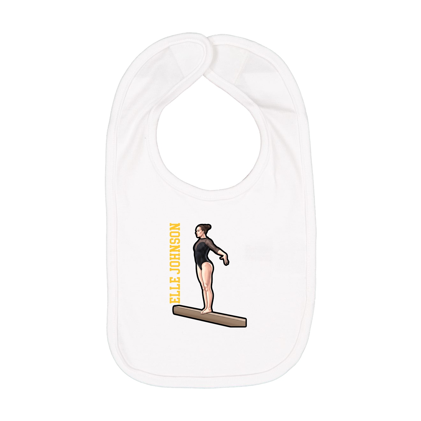 Infant Bib — Name Vertical in White