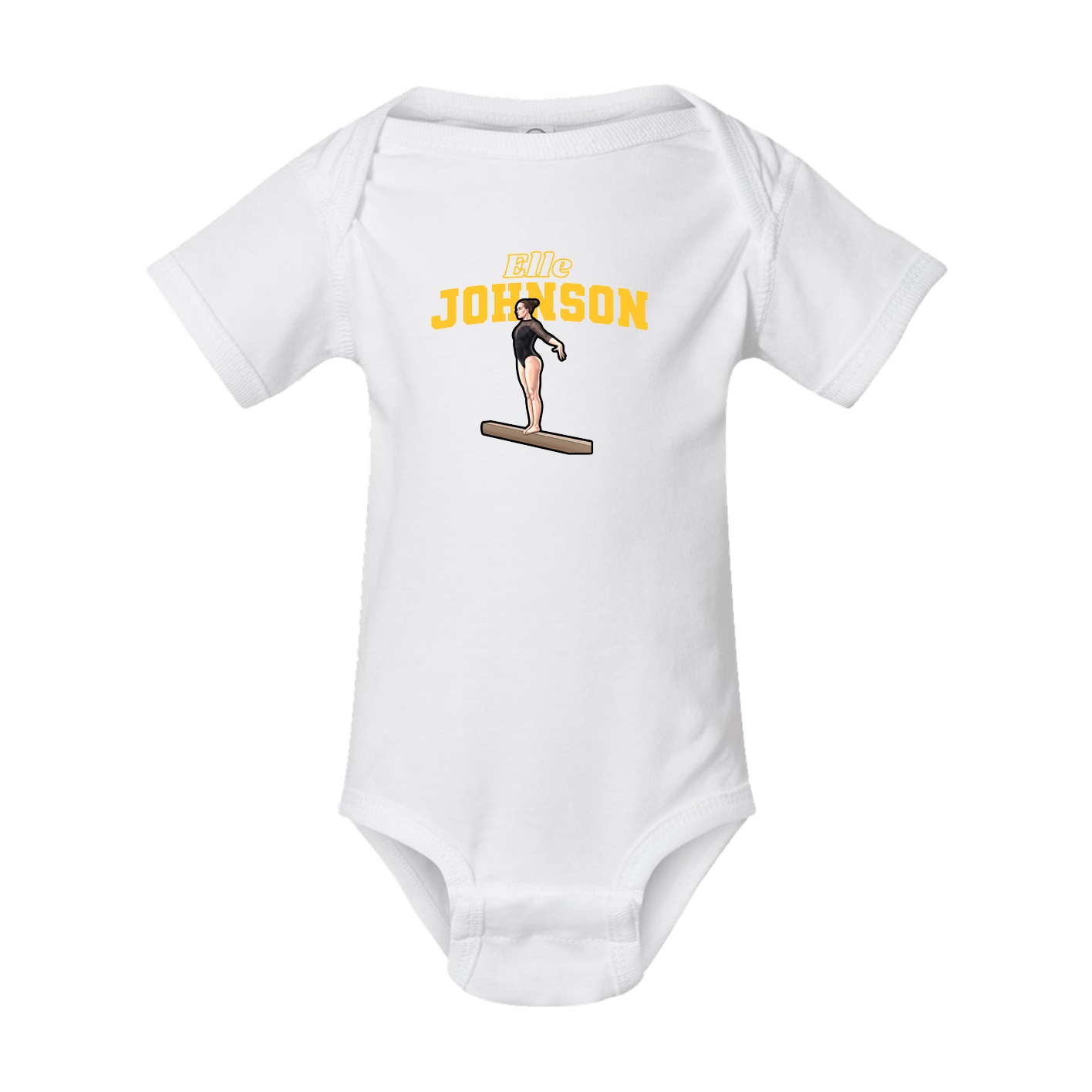 Baby Onesie — Name Arch in White