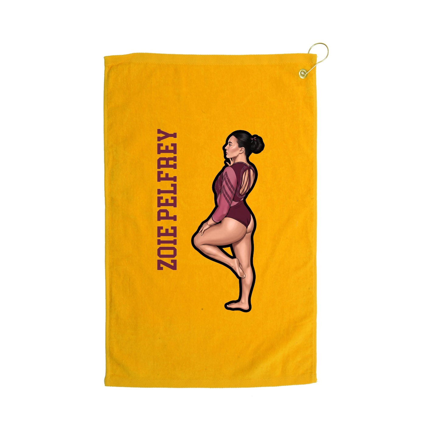 Golf Towel — Name Vertical in Gold