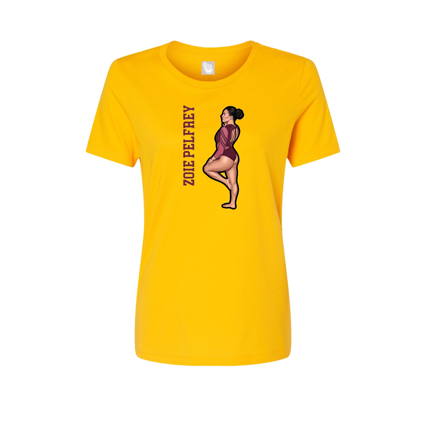 Fitted Women's Tee — Name Vertical in Gold