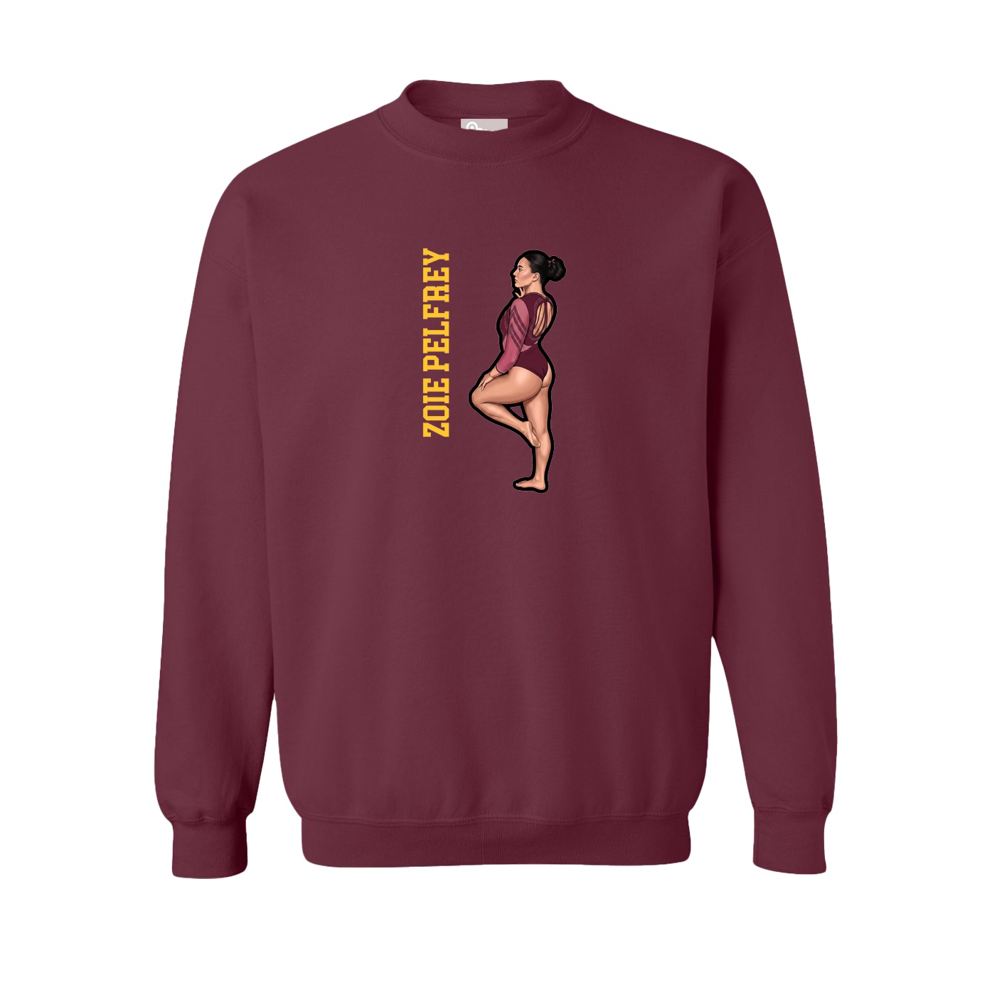 Fleece Crew — Name Vertical in Maroon