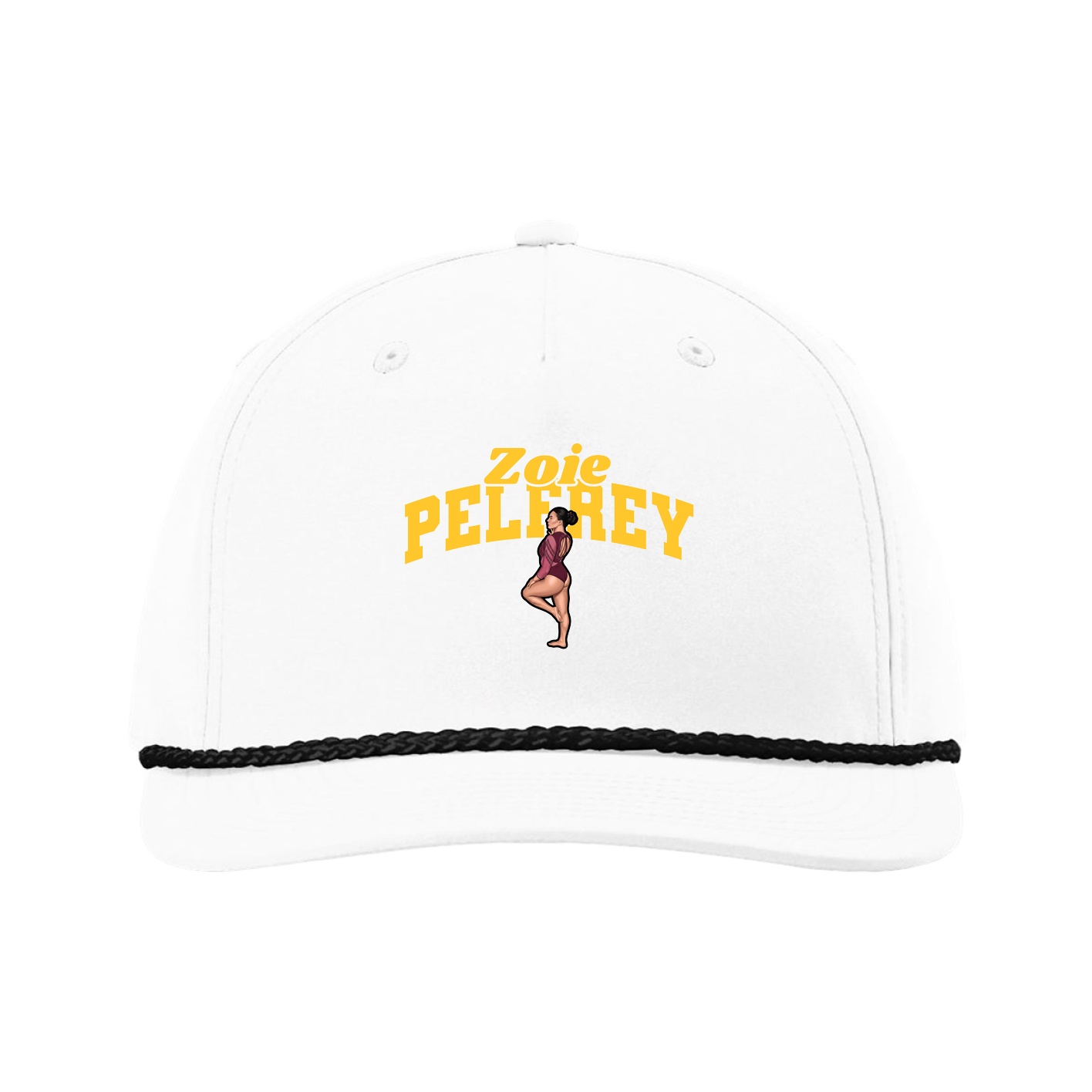 Five-Panel Classic Rope Cap — Signature Arch in White