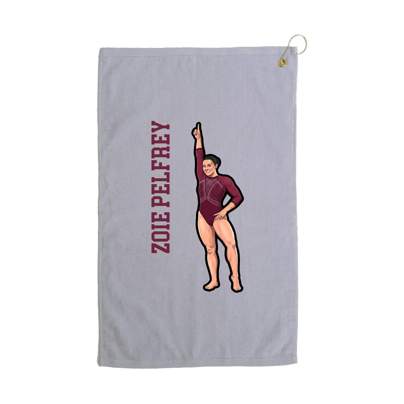 Golf Towel — Name Vertical in Grey