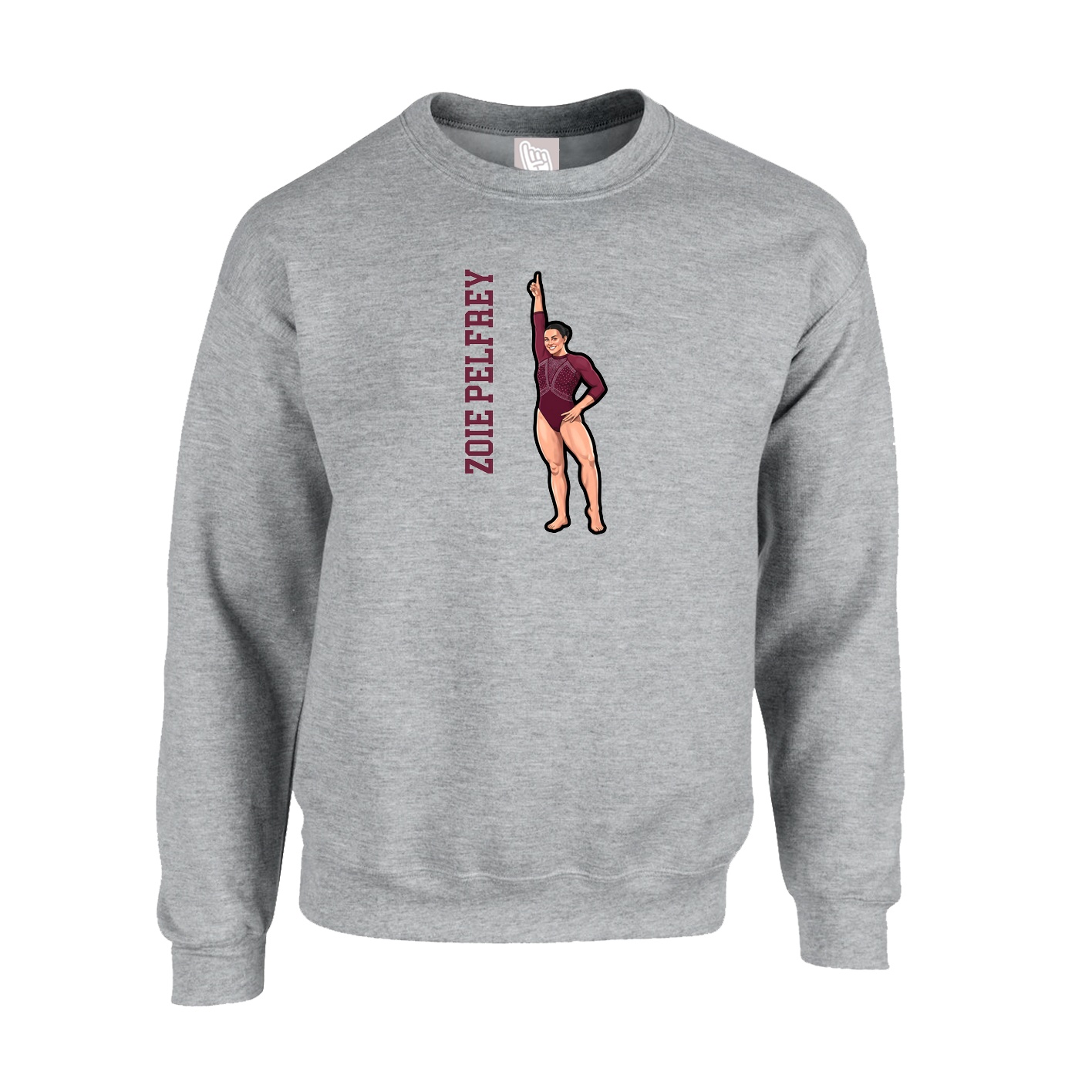 Fleece Crew — Name Vertical in Grey