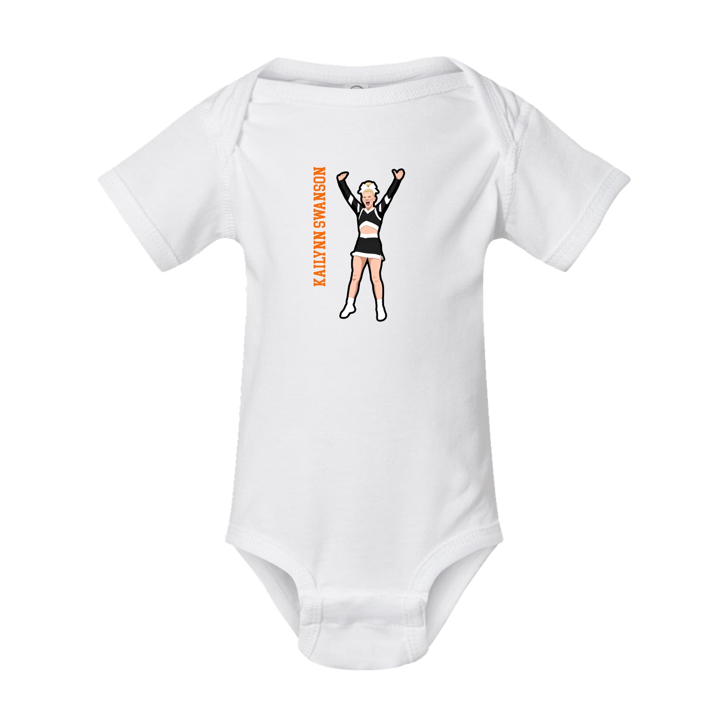 Baby Onesie — Name Vertical in White
