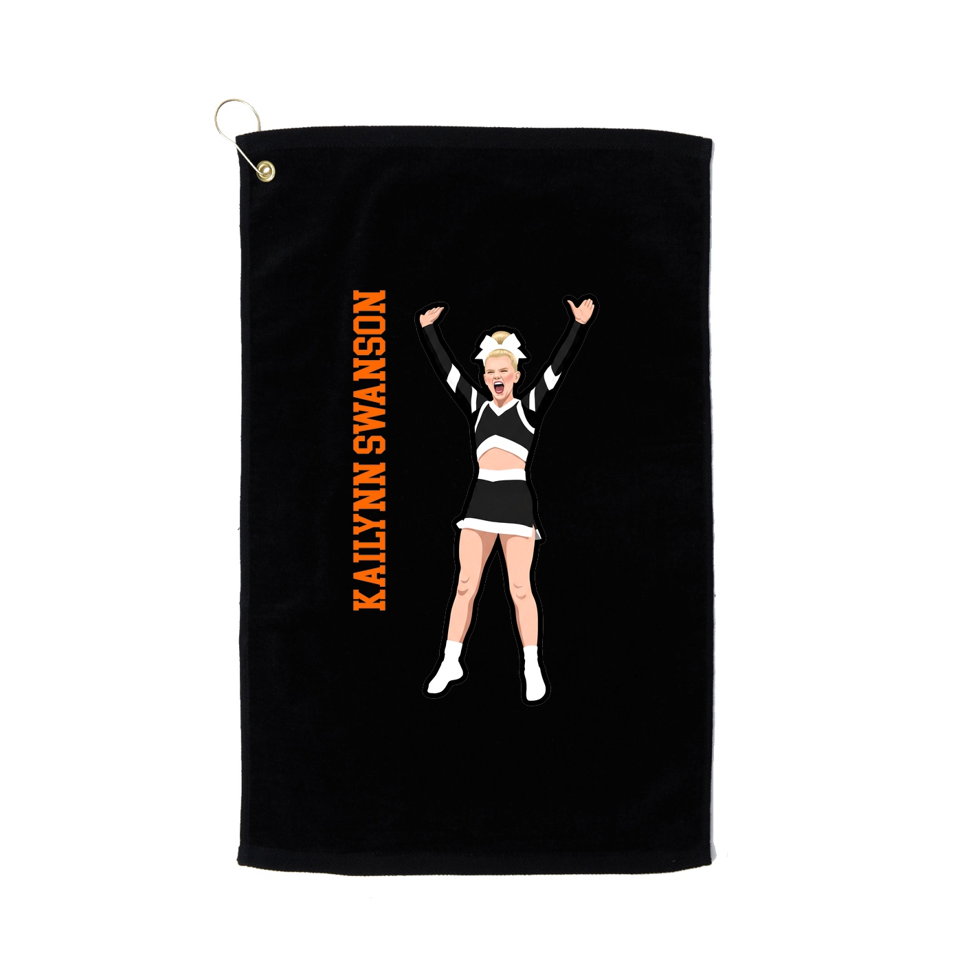 Golf Towel — Name Vertical in Black