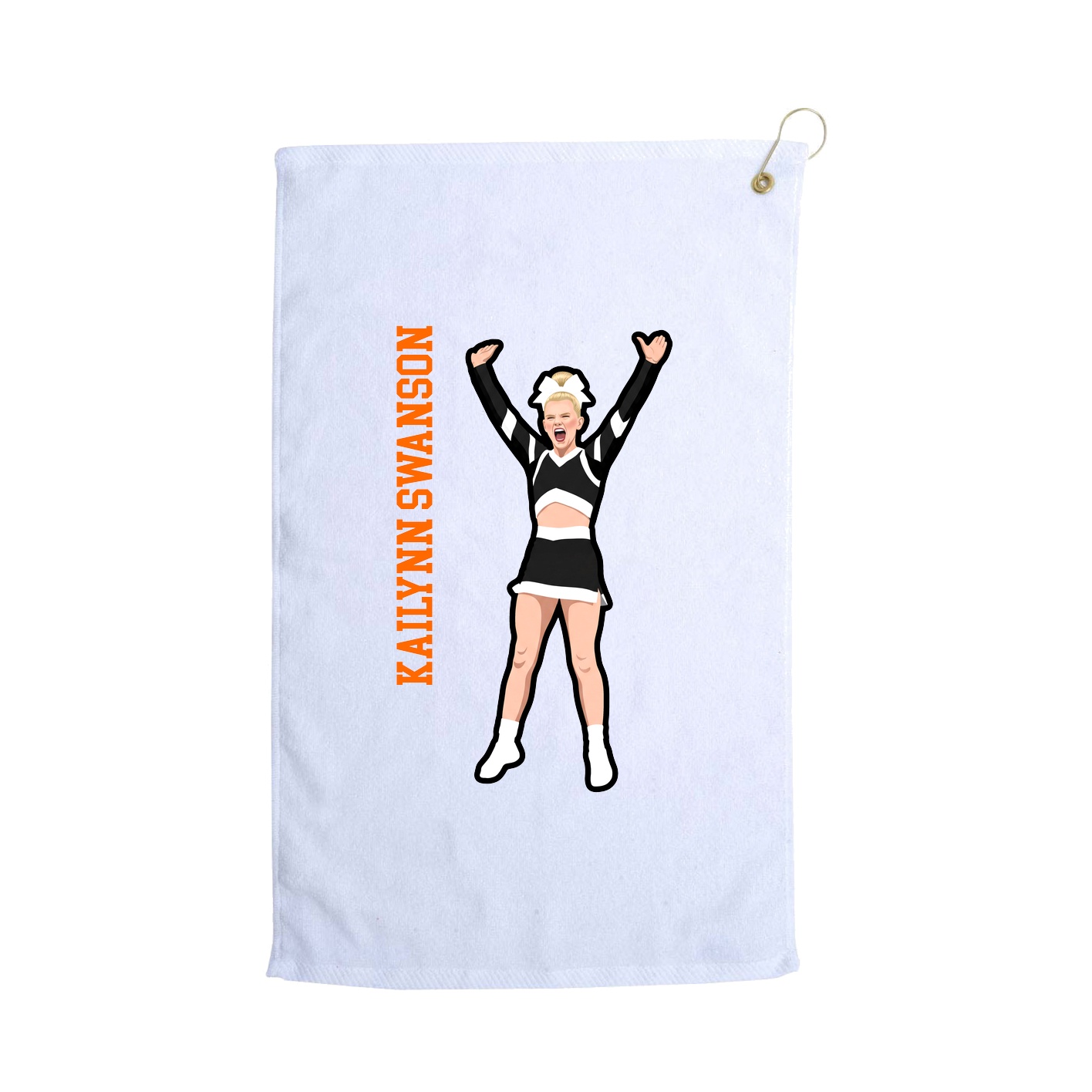 Golf Towel — Name Vertical in White