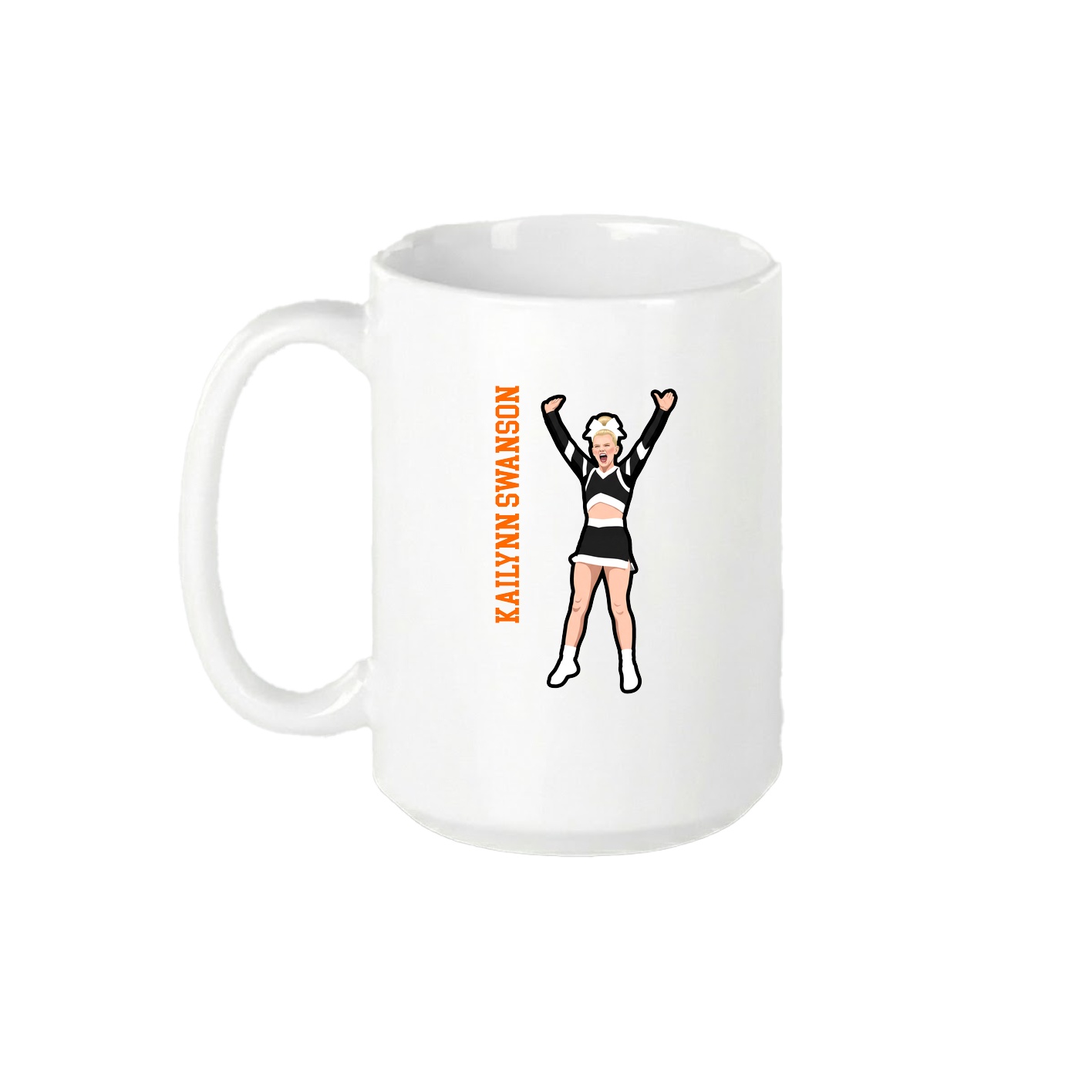 15oz Coffee Mug — Name Vertical in White