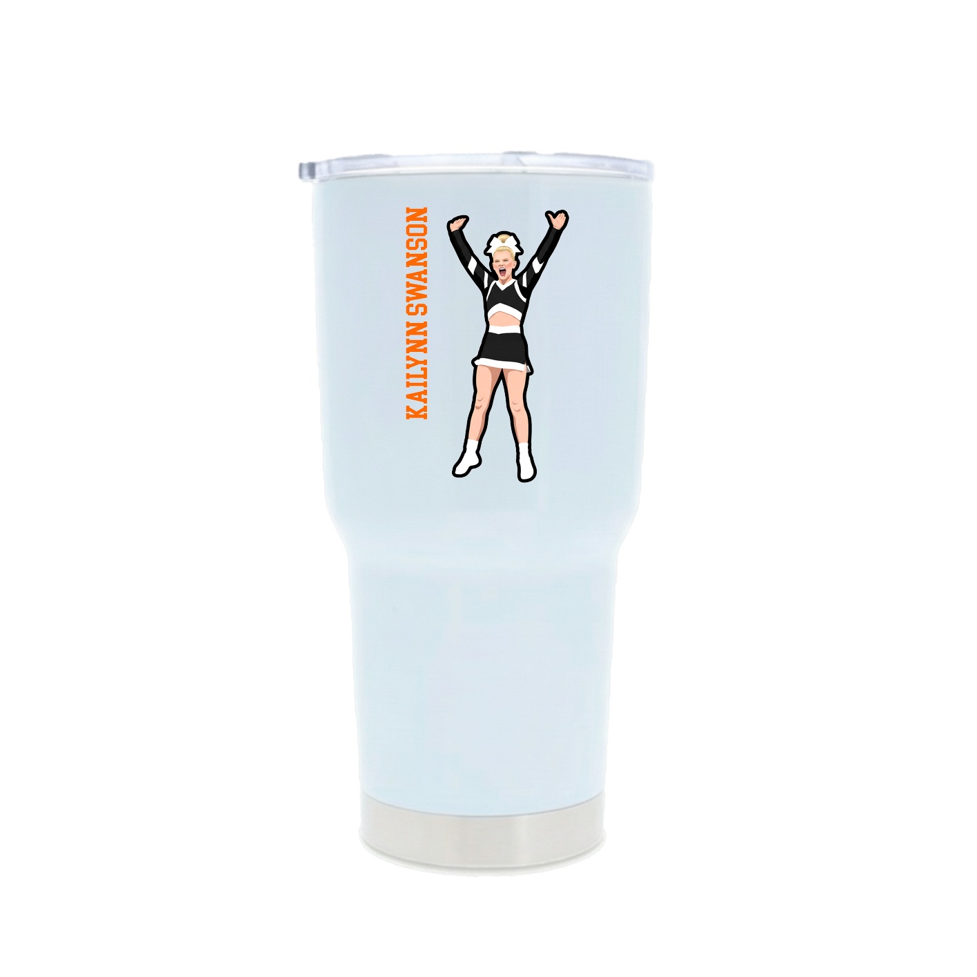30oz Stainless Steel Tumbler — Name Vertical in White
