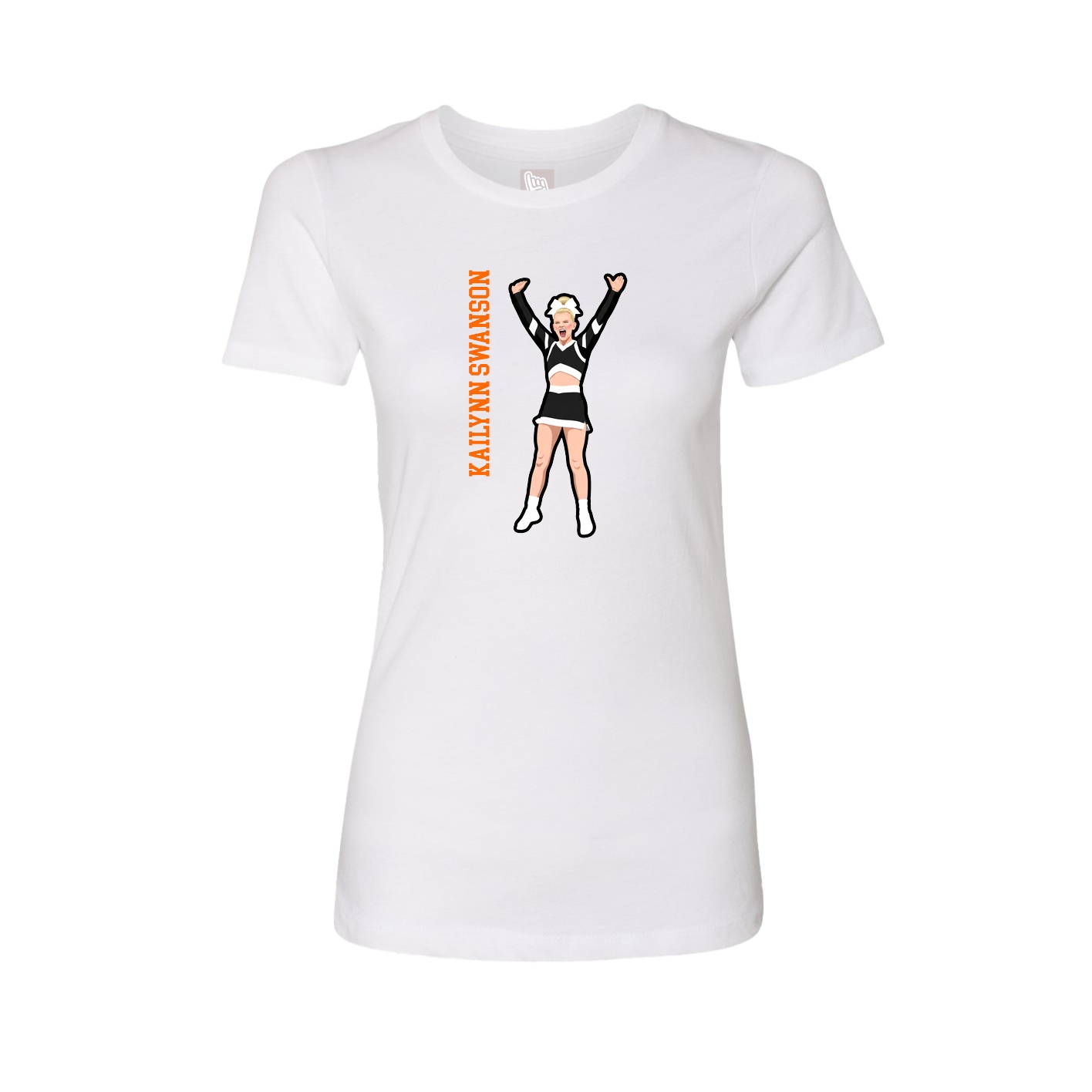 Womens Tee — Name Vertical in White