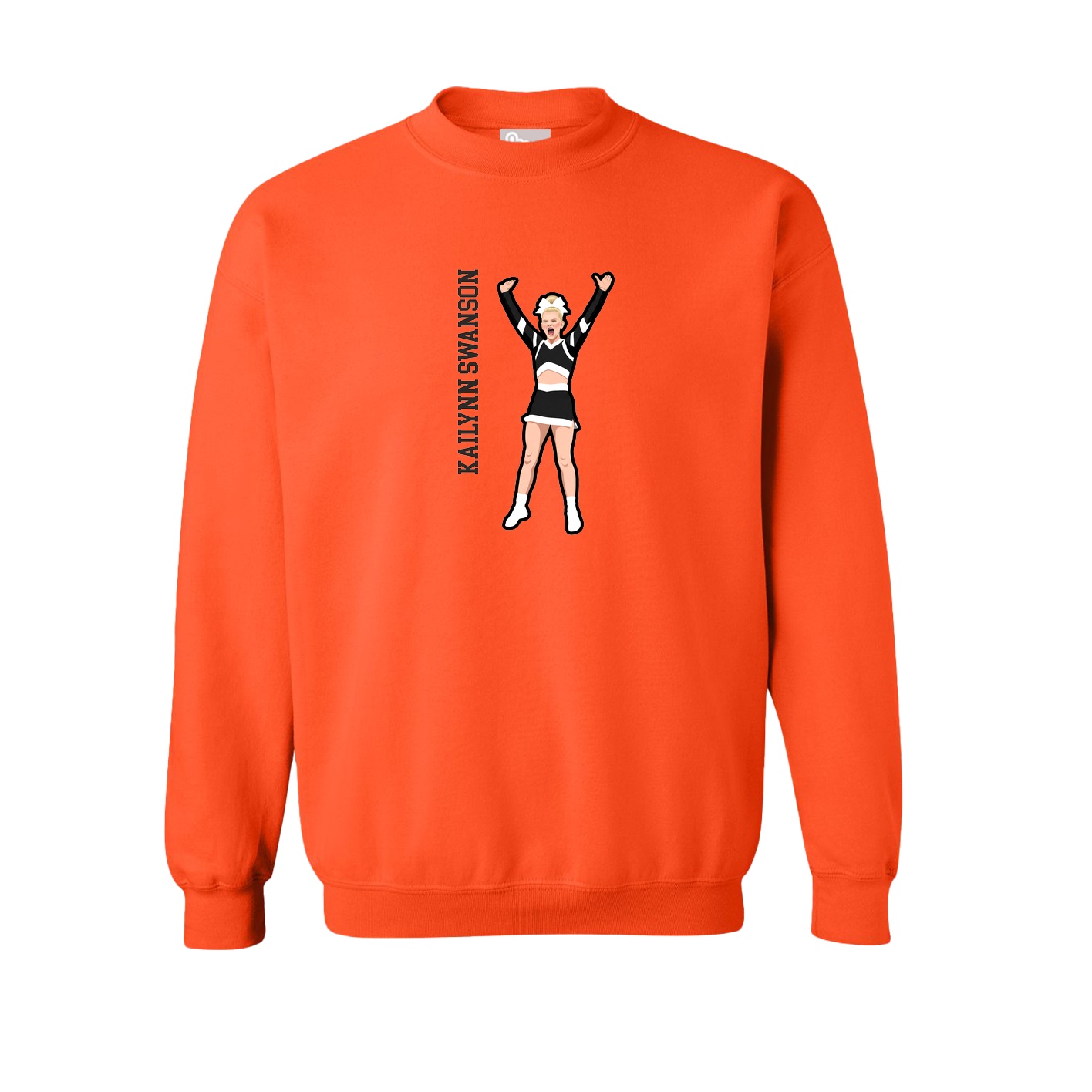 Fleece Crew — Name Vertical in Orange