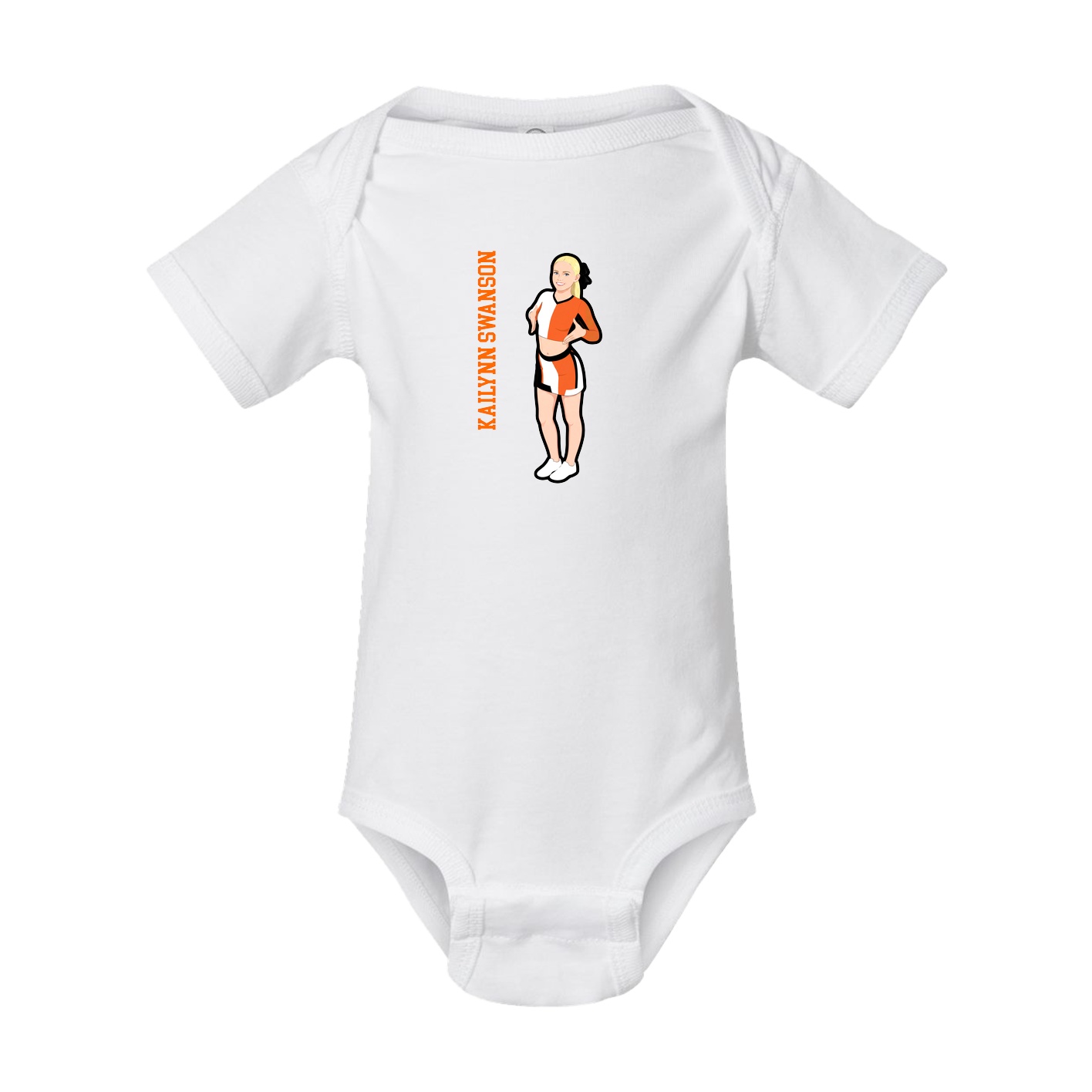Baby Onesie — Name Vertical in White