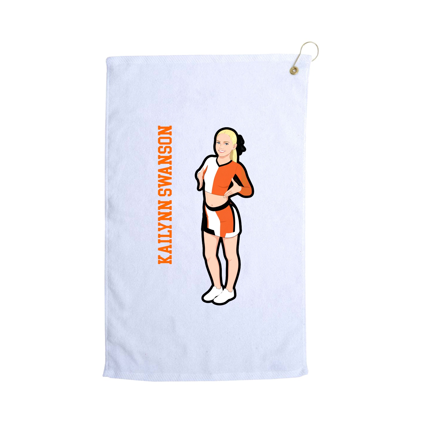 Golf Towel — Name Vertical in White