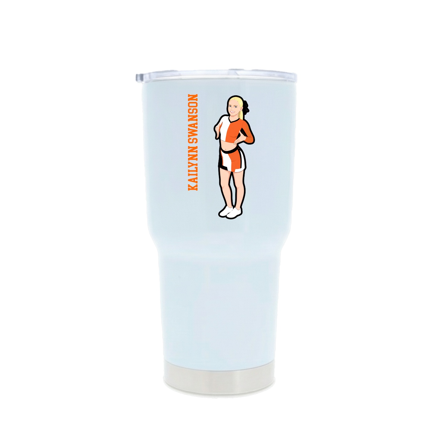 30oz Stainless Steel Tumbler — Name Vertical in White
