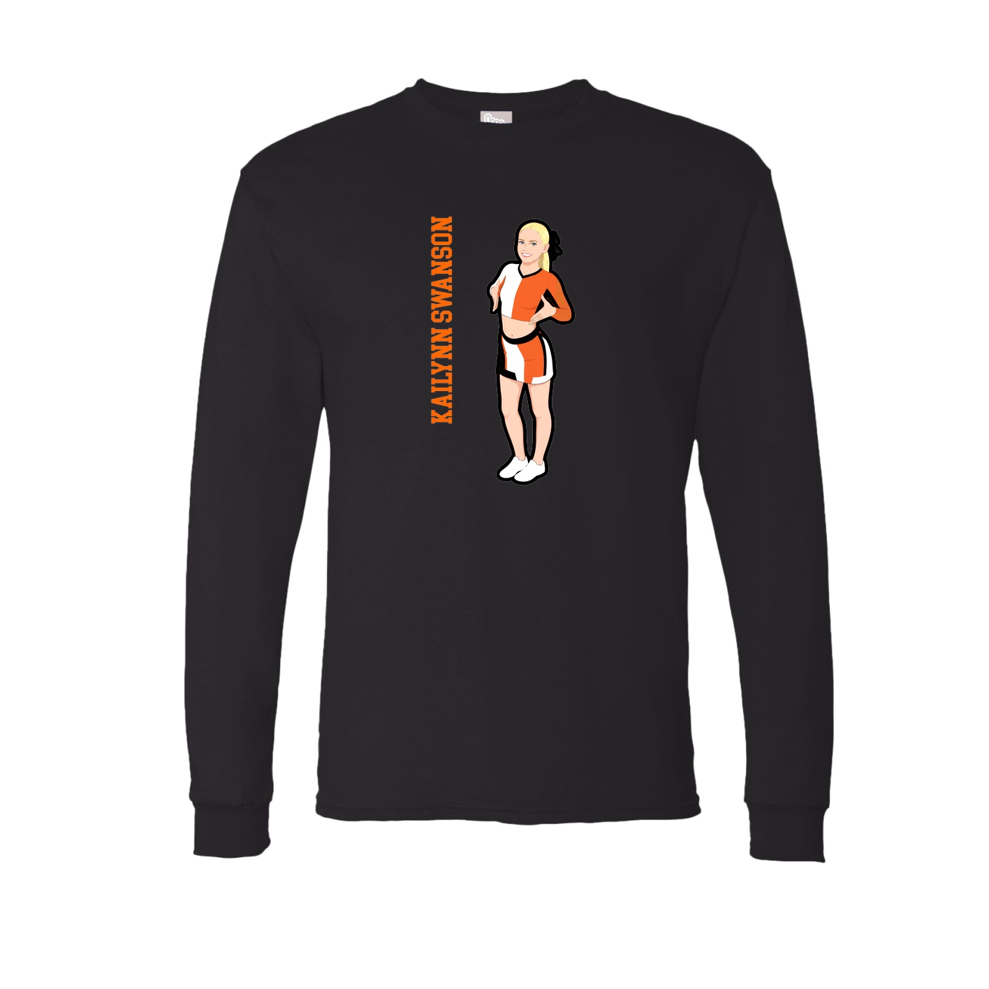 Long Sleeve Tee — Name Vertical in Black