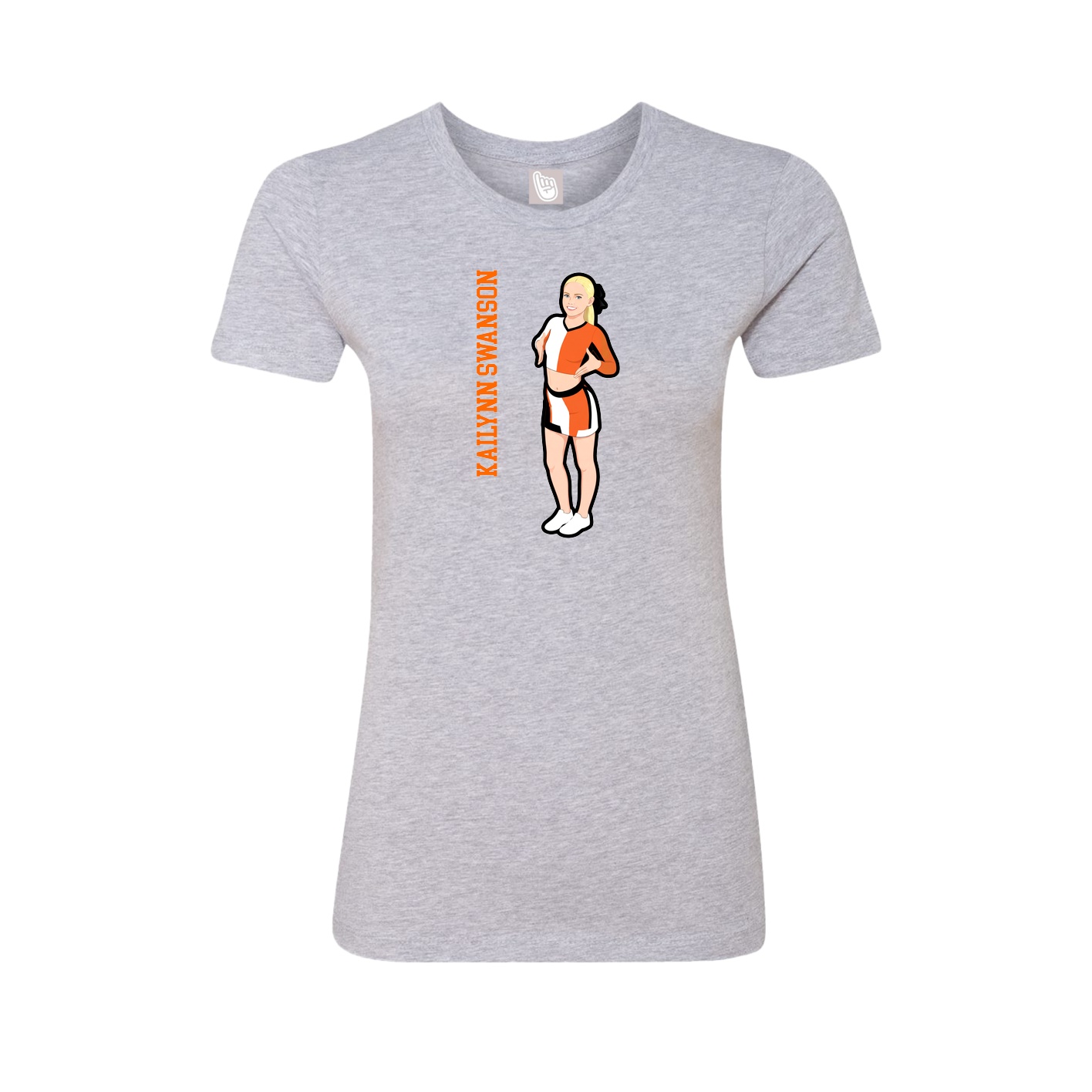 Womens Tee — Name Vertical in Grey